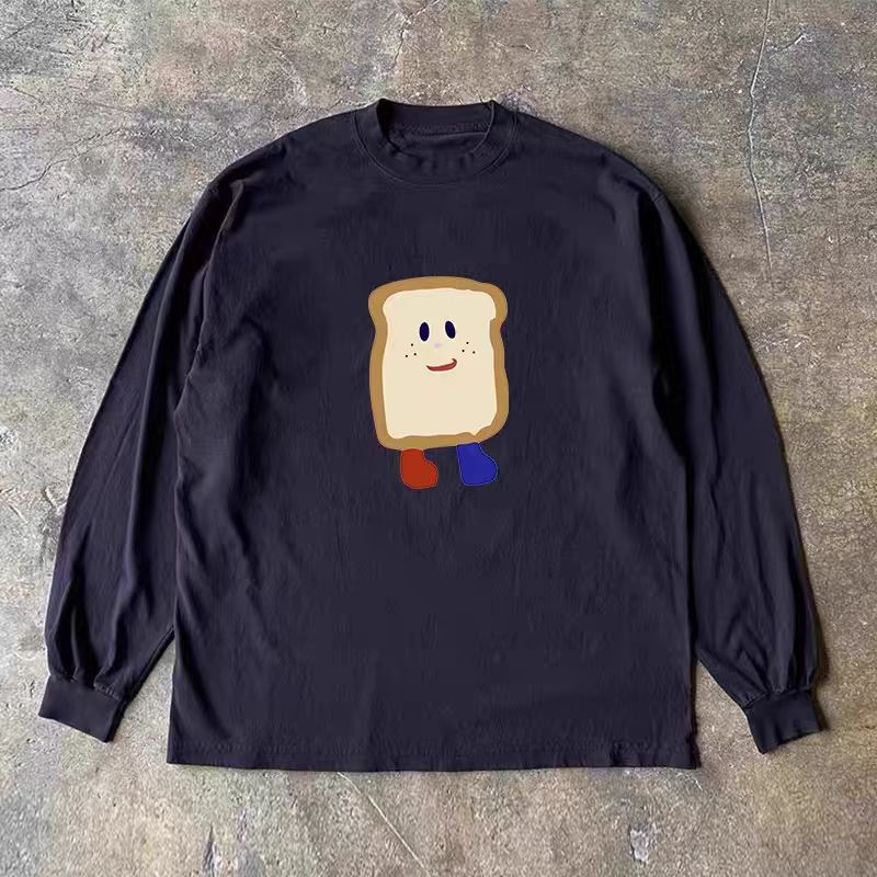 Vintage Black casual retro bread print long-sleeved t-shirt Size US M / EU 48-50 / 2 - 1 Thumbnail