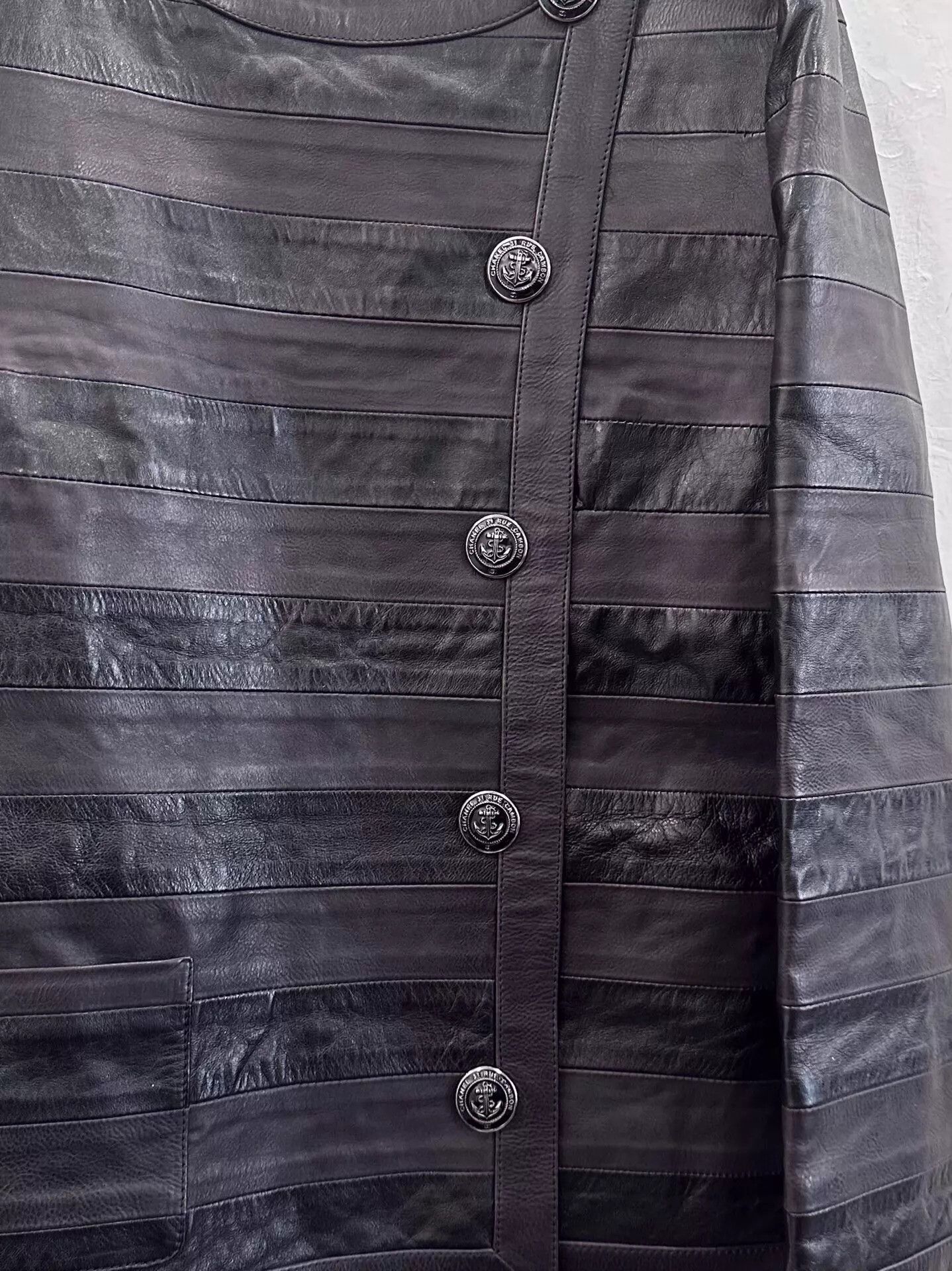 Chanel Chanel Women's Black Lambskin Jacket Silver Anchor Logo 34 Size XS / US 0-2 / IT 36-38 - 5 Thumbnail