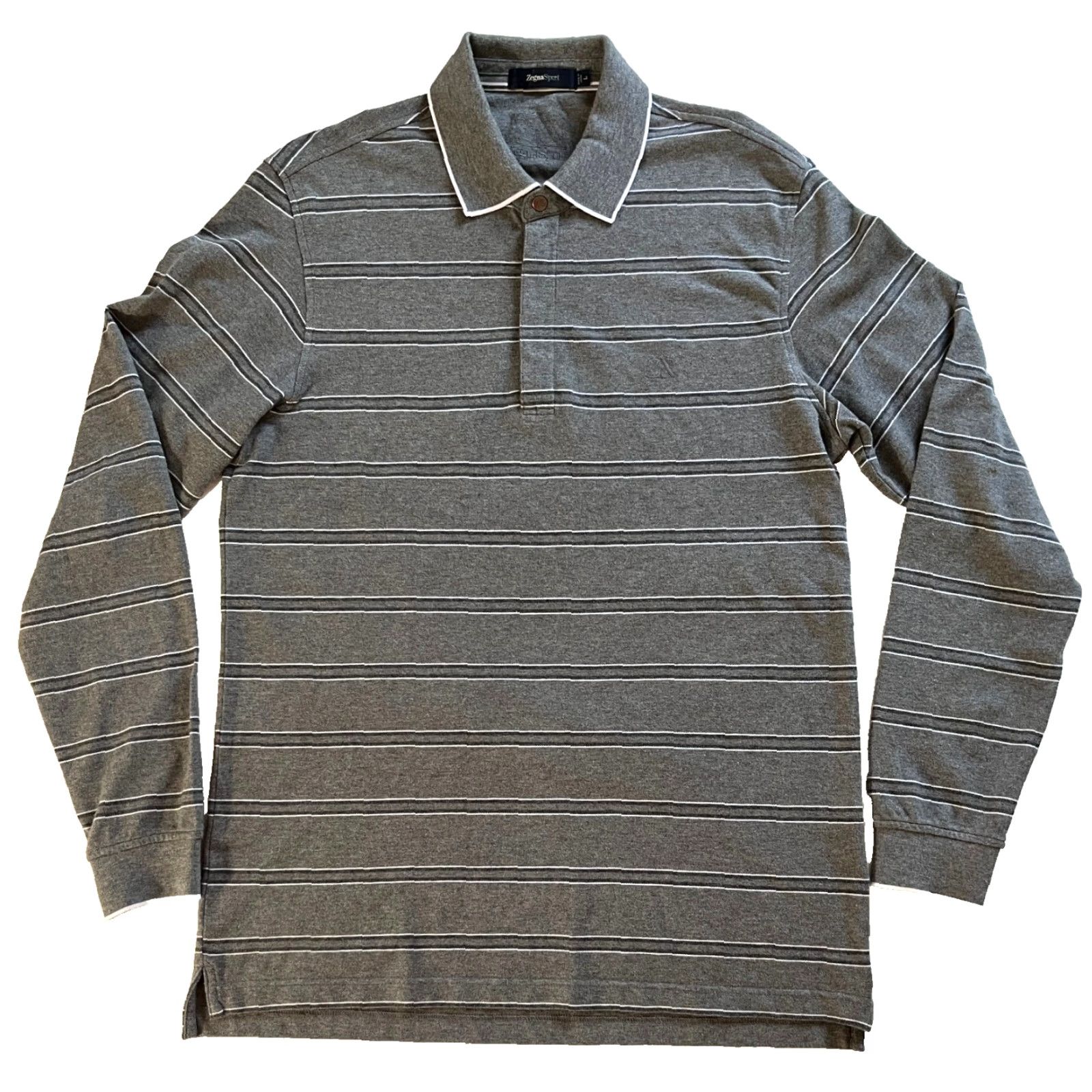 Vintage VINTAGE Zegna Sport Polo Shirt Striped Long Sleeve 1/4 Zip Cotton Blend Gray L Mens Size US L / EU 52-54 / 3 - 2 Thumbnail
