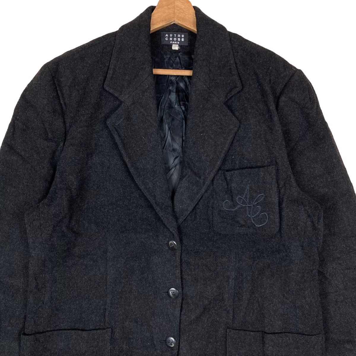 Vintage Vintage Autre Chose Paris Flat Button Coat Blazer Wool Size XXS / US 00 / IT 34 - 2 Thumbnail