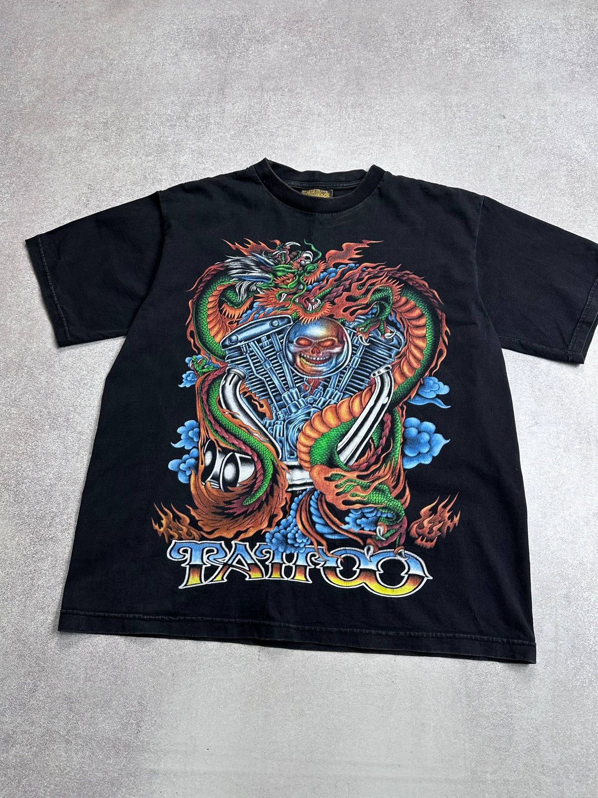 Vintage Vintage 90s Tattoo Y2K Biker T-shirt Rare L Size US L / EU 52-54 / 3 - 2 Thumbnail