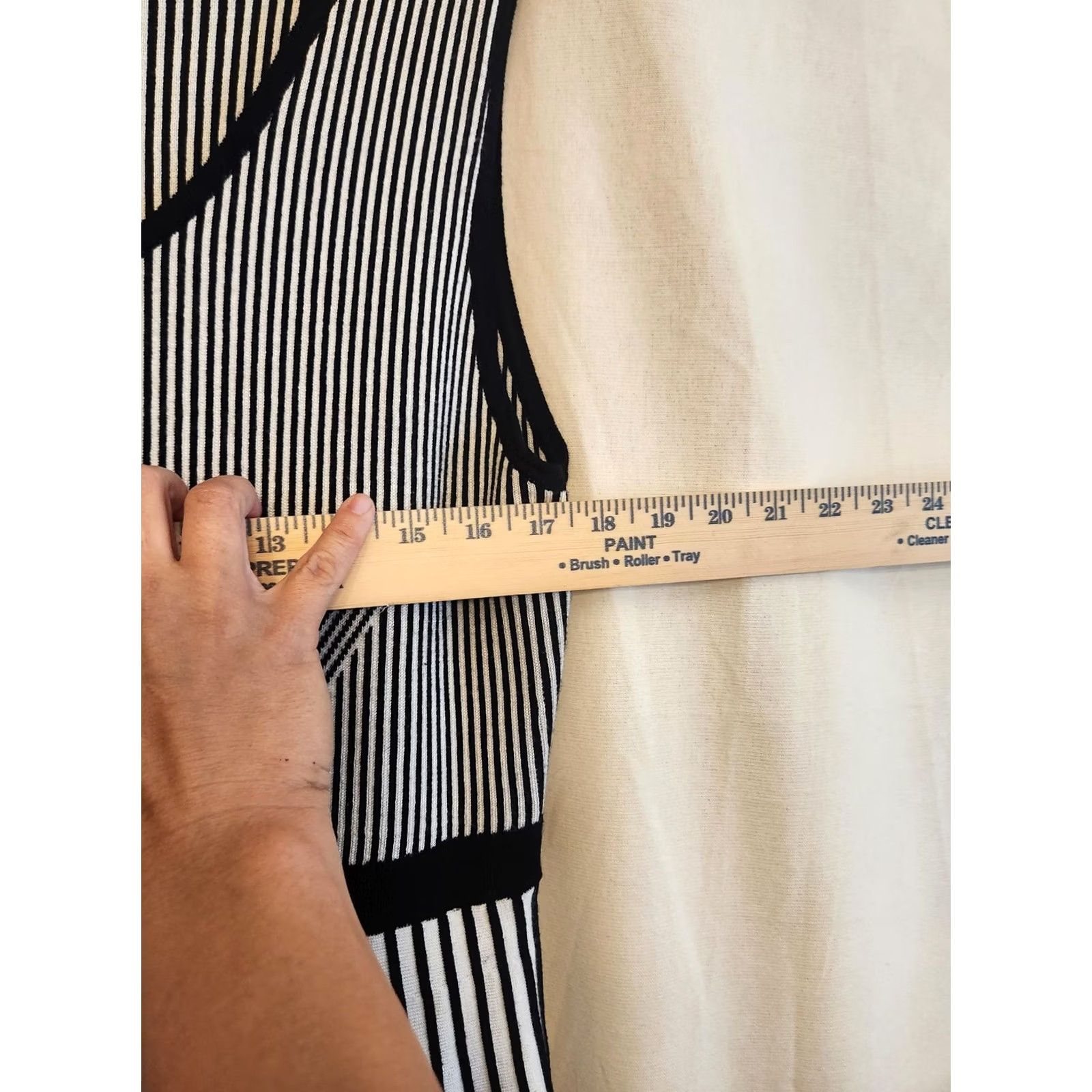 Vintage Lane Bryant Dress Womens 1X White Stripe Knit Sleeveless Fit Flare Knee Length Size XL / US 12-14 / IT 48-50 - 4 Thumbnail