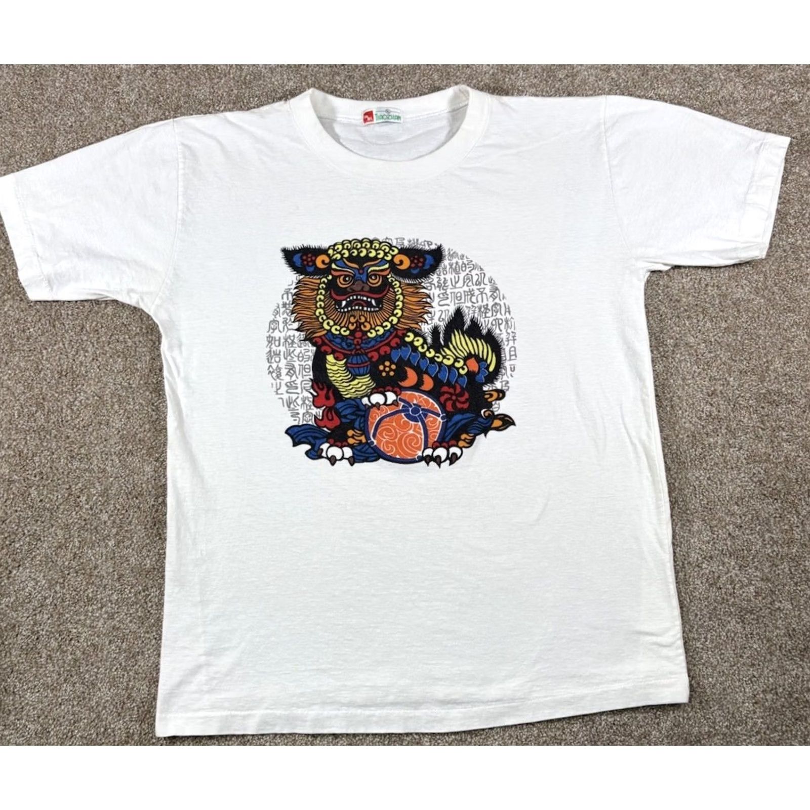 Vintage VINTAGE 90s Chinese Dragon T-Shirt Hong Kong Single Stitch AOP Tee Size XL White Womens Short Sleeve Crew Neck Cotton Tiaozhan Size XL / US 12-14 / IT 48-50 - 2 Thumbnail