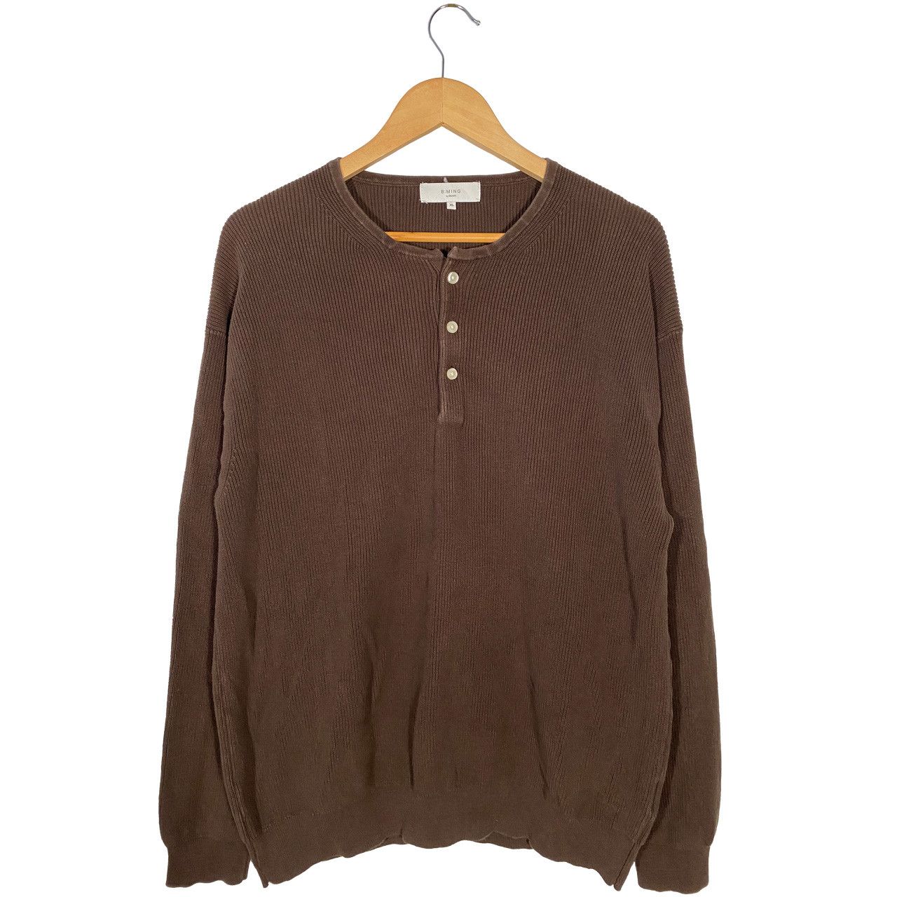 Beams Plus B Ming by BEAMS Heavy Knit Henley Shirt Brown Size US XL / EU 56 / 4 - 1 Thumbnail