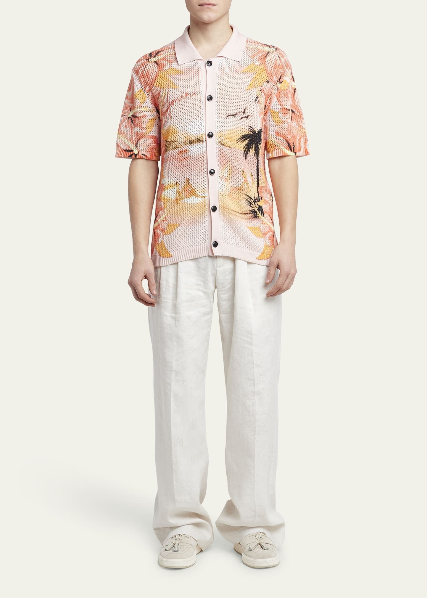 Amiri o1s1wg110725 Tropical Crochet Button-Down Shirt Multicolor Size US S / EU 44-46 / 1 - 2 Thumbnail