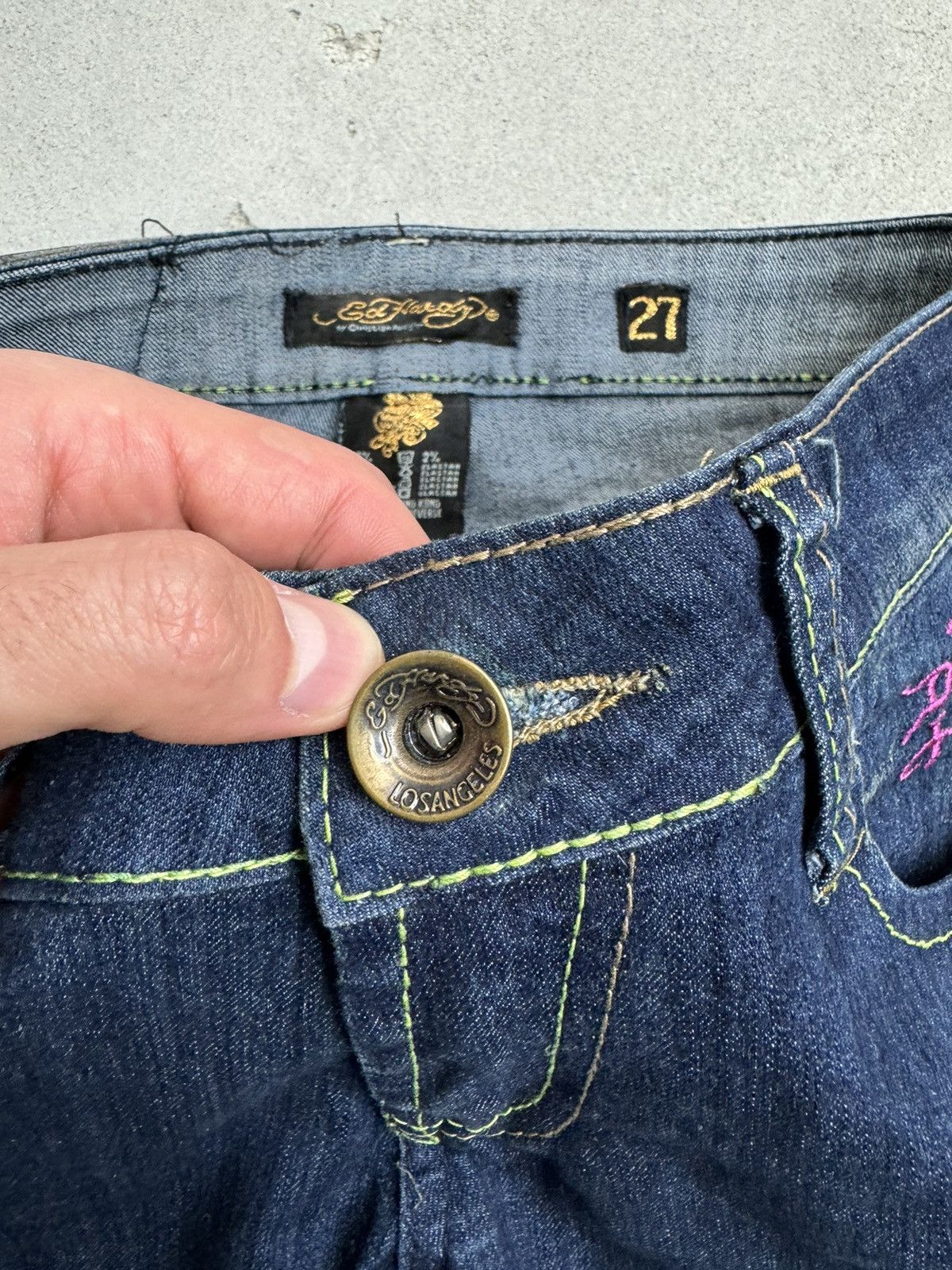 Ed Hardy Vintage Ed Hardy Jeans Skull Tattoo Embroidered Logo Size 27" / US 4 / IT 40 - 6 Thumbnail