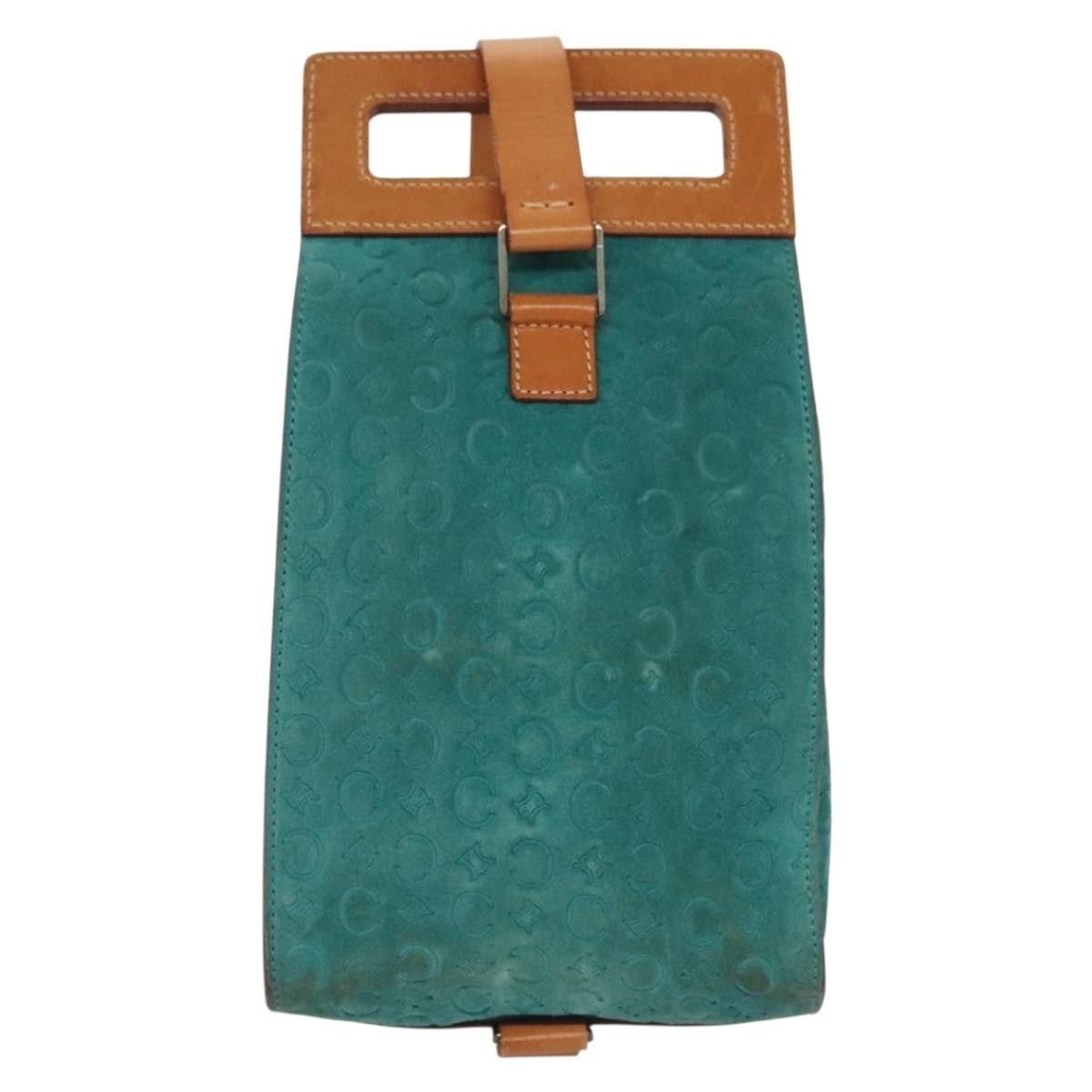 Celine CELINE C Macadam Canvas Shoulder Bag Suede Turquoise Blue Size ONE SIZE - 3 Thumbnail