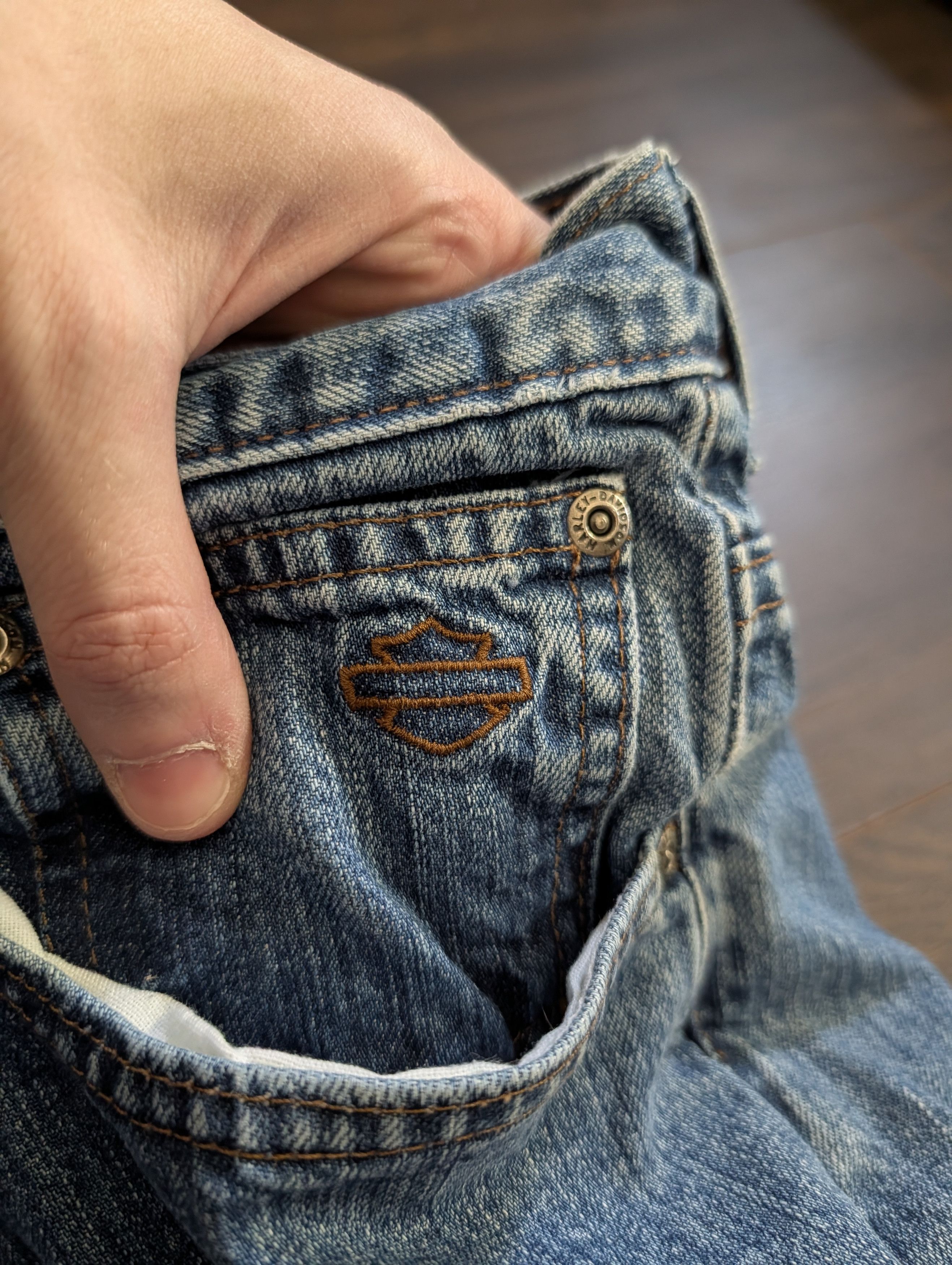 Harley Davidson Vintage blue denim branded tapered jeans 38 Size US 38 / EU 54 - 5 Thumbnail