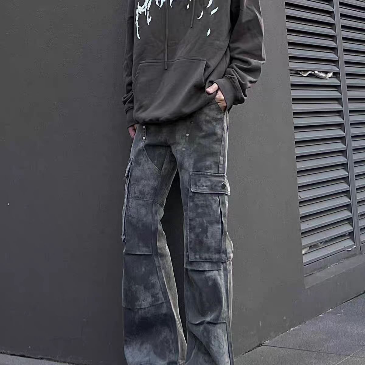 Camouflage Grey Work Loose Hip Hop Jeans