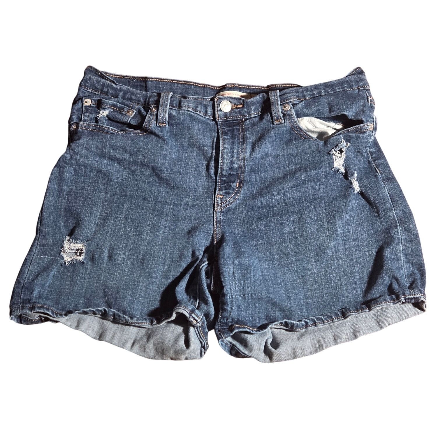 Levi's Levi's Mid-Length Distressed Denim Shorts - Size 32 Size 32" / US 10 / IT 46 - 1 Thumbnail