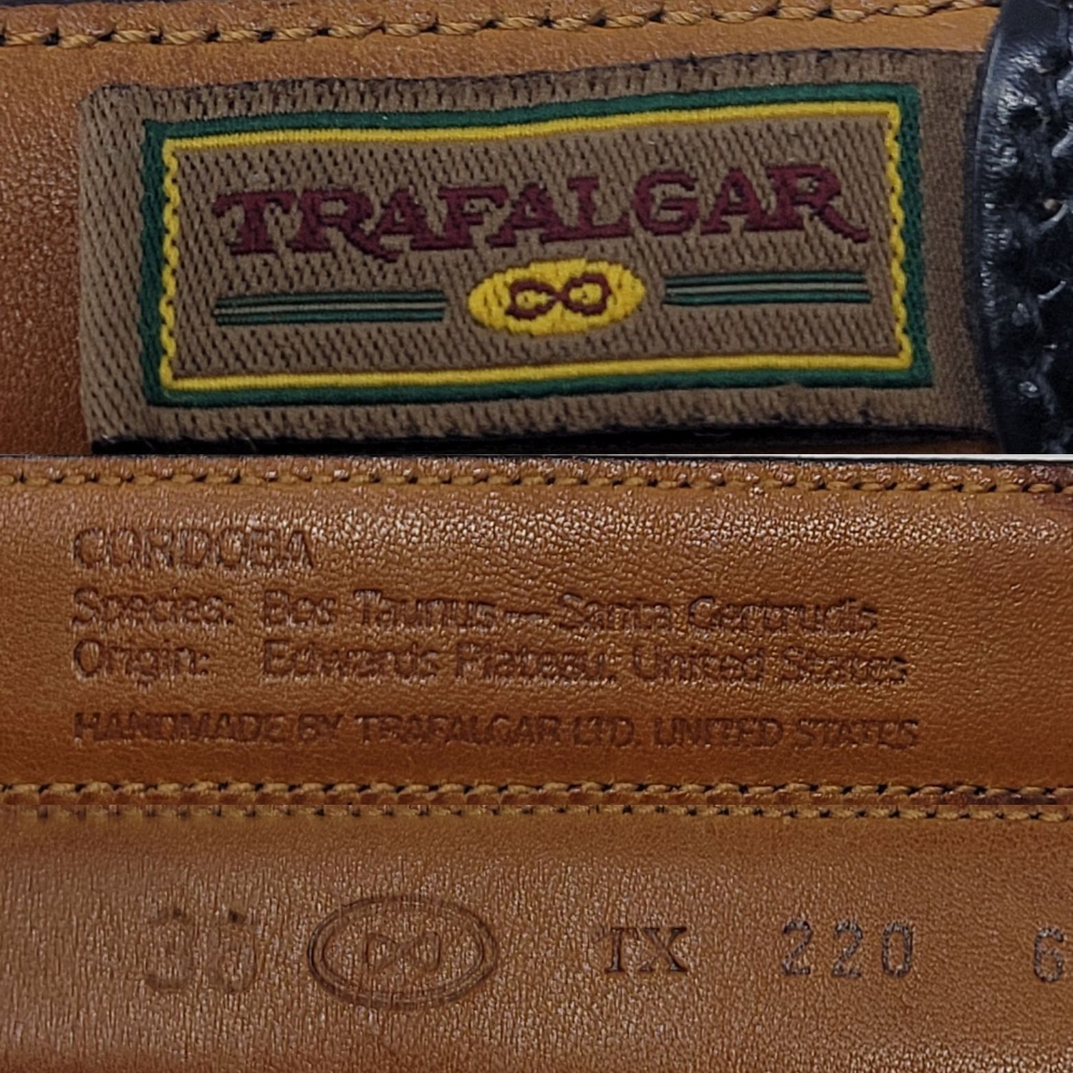 Trafalgar Trafalgar Black Cortina Leather Belt Mens 30 Handmade USA Br Size 30 - 3 Thumbnail