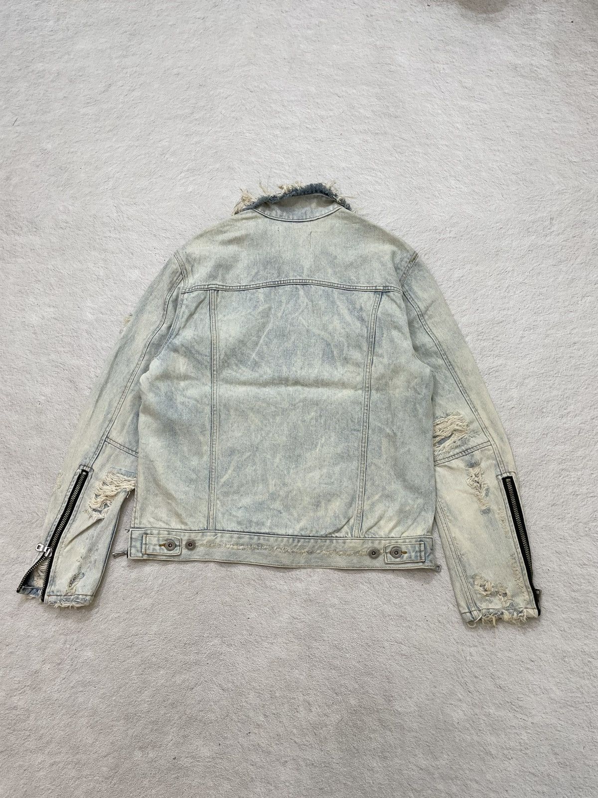 14th Addiction 00s Japan Light Blue Denim Jacket Heavy Distressed Vkei LGB Size US L / EU 52-54 / 3 - 7 Thumbnail