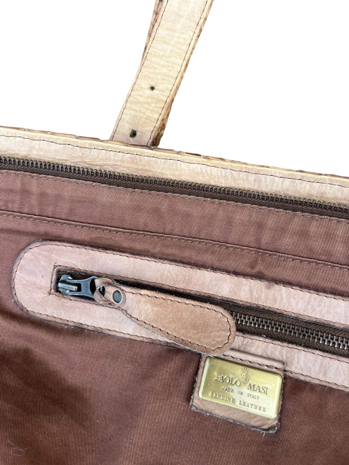 Leather × Vintage Vintage Paolo Masi Fade Patina Leather Intrecciato Tote Bag Size ONE SIZE - 22 Thumbnail