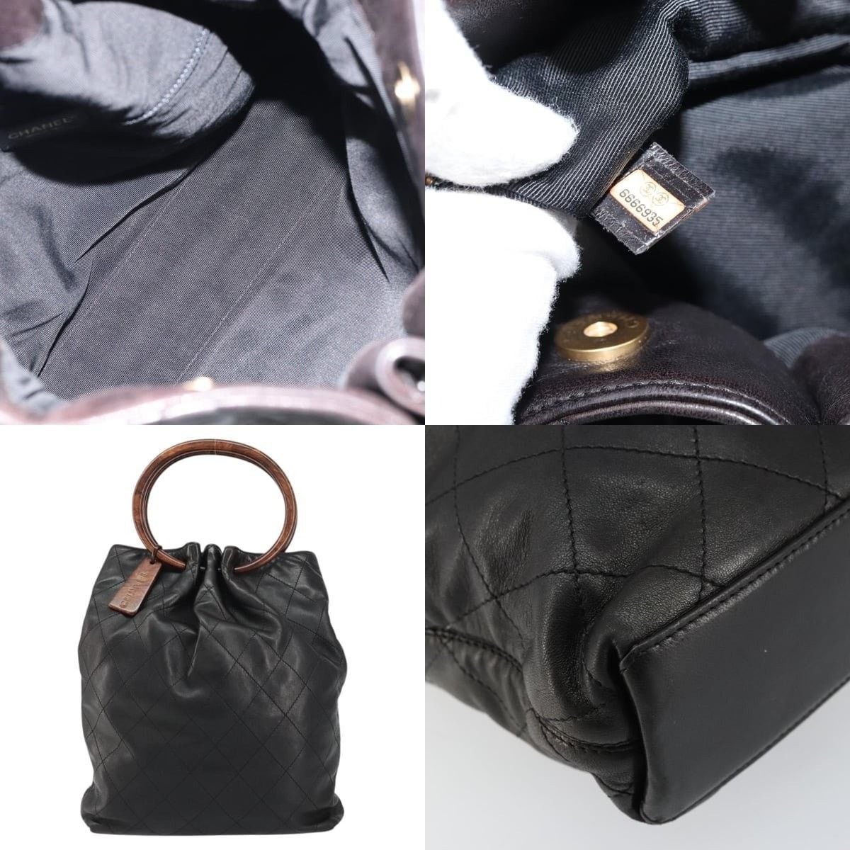 Chanel Chanel Matelasse Handbag Leather Black Gold CC Size ONE SIZE - 5 Thumbnail