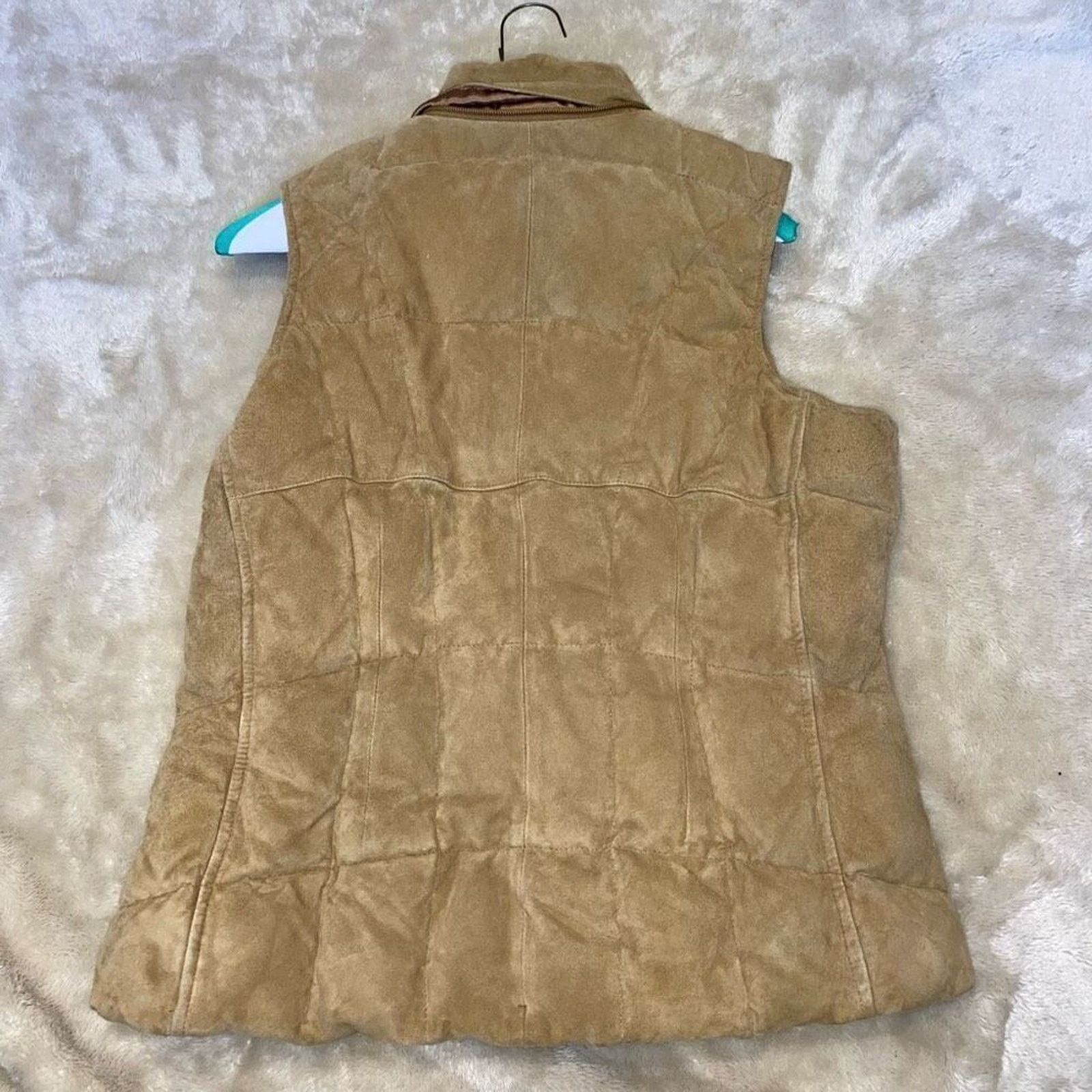 Eddie Bauer Eddie Bauer tan leather down zip front puffer vest | Sz M Size M / US 6-8 / IT 42-44 - 3 Thumbnail