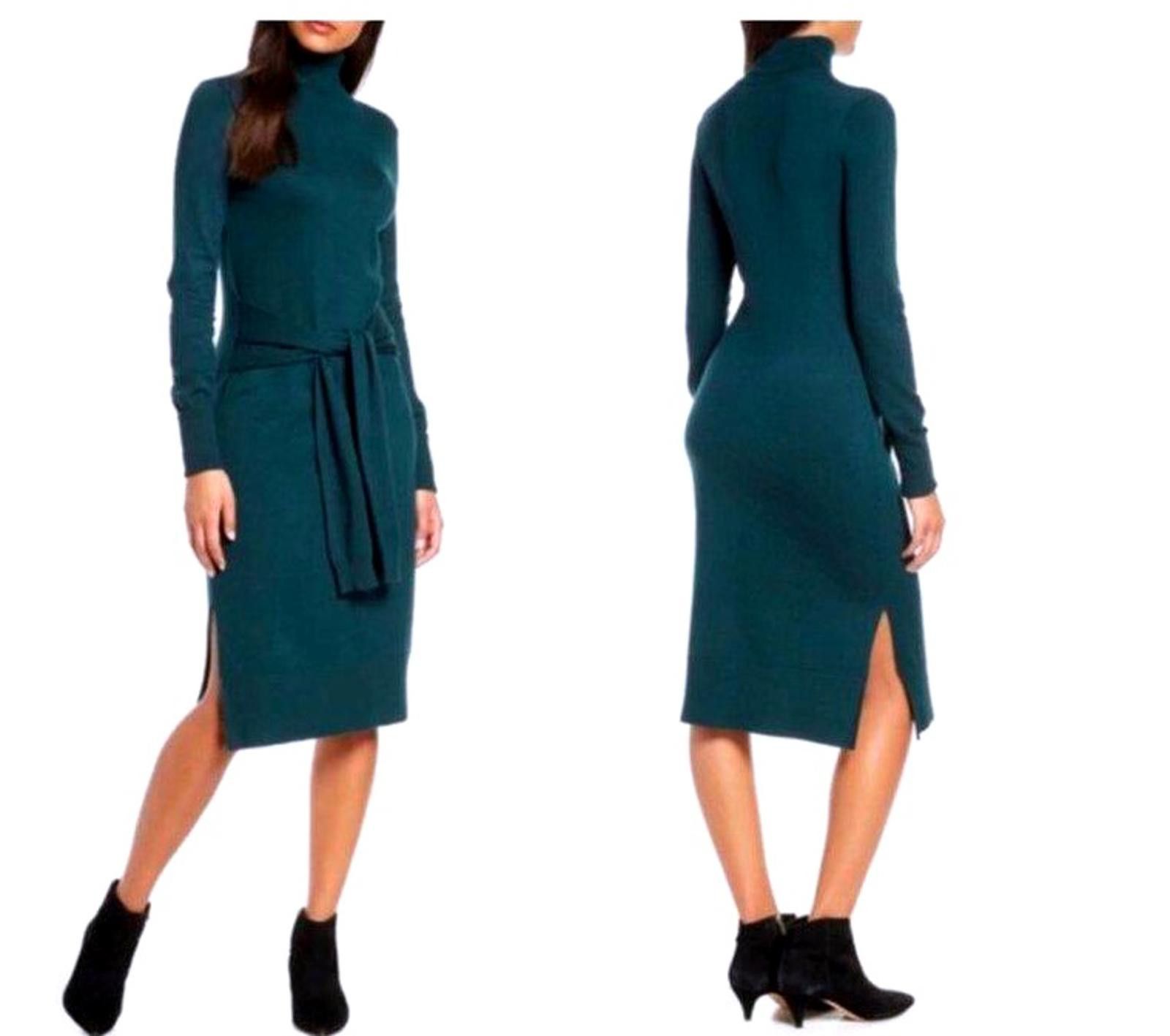 Designer ELIZA J.TURTLENECK GREEN LONG SLEEVE DRESS - L. Size L / US 10 / IT 46 - 6 Thumbnail