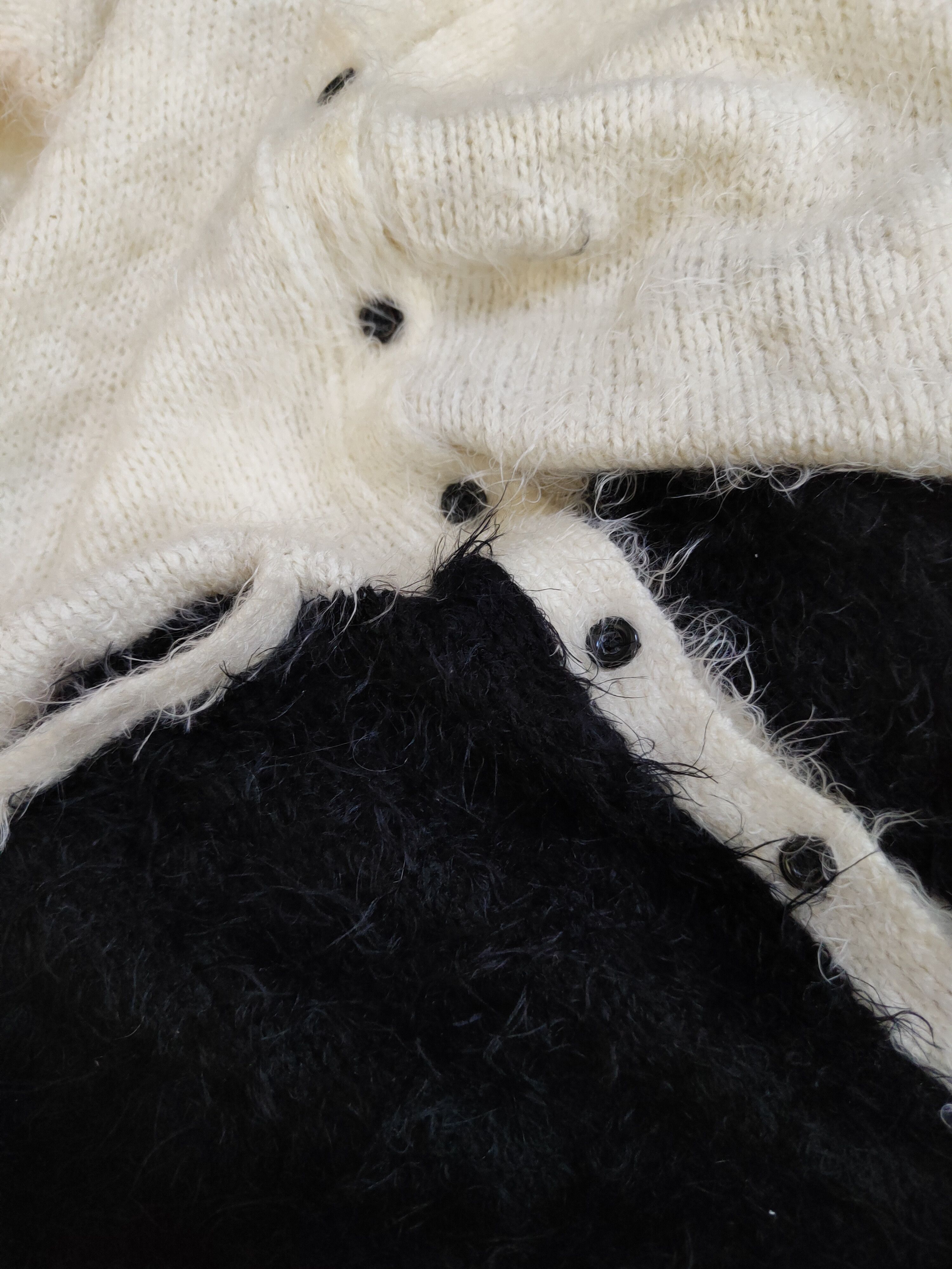 Homespun Knitwear Sureve Black Shag Shaggy Fur Mohair Knitwear Cardigan #S2069 Size M / US 6-8 / IT 42-44 - 10 Thumbnail