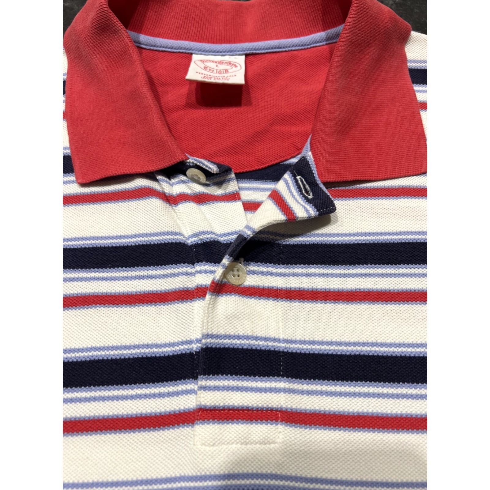 Brooks Brothers Brooks Brothers 1818 Performance Polo Shirt L Multicolor Stripe Cotton Short Sleeve Knit Regular Men Mens Polo Size US L / EU 52-54 / 3 - 6 Thumbnail