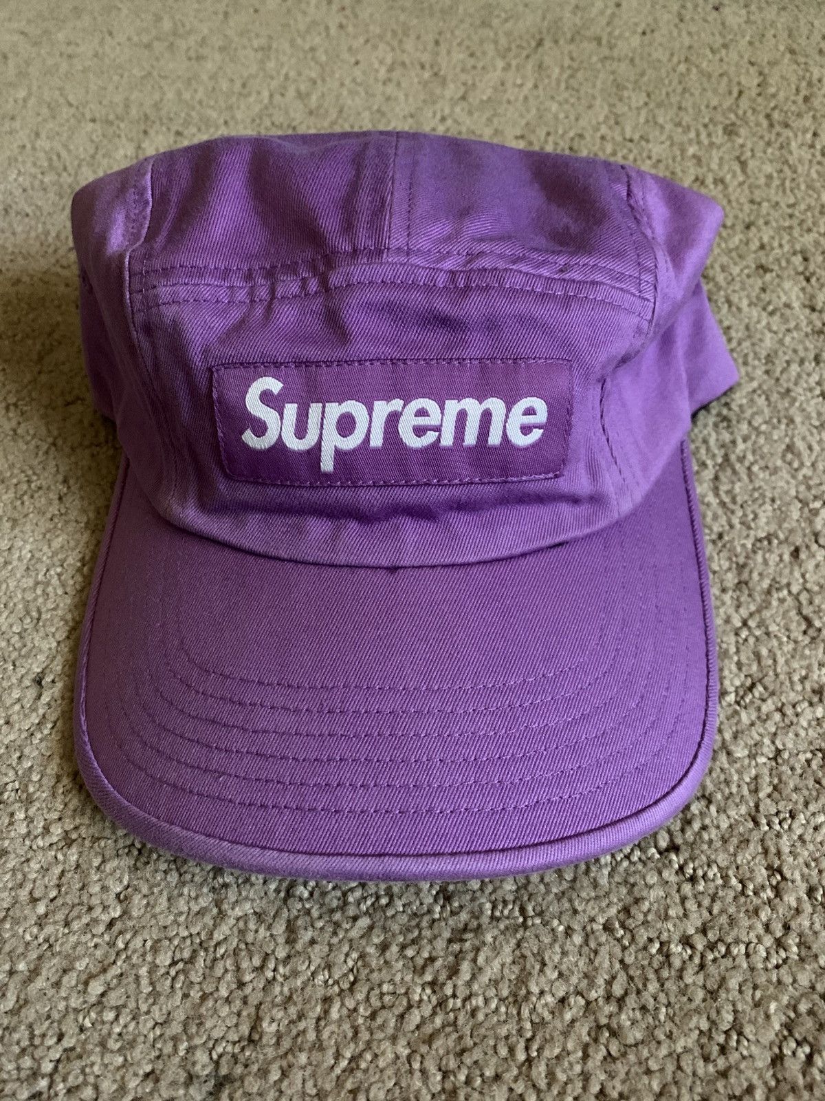 Pre-owned Supreme Ss22 Washed Chino Twill Camp Cap Purple