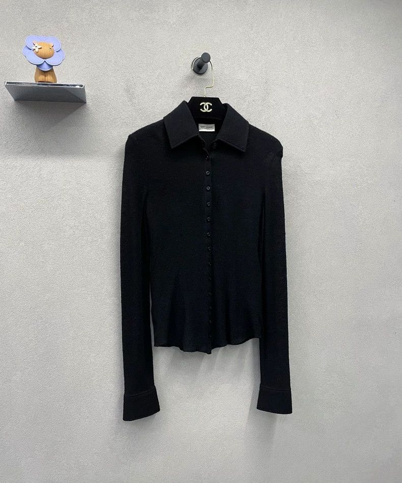 Saint Laurent Paris Saint Laurent ParisSolid Straight Single Breasted Long Sle Size US S / EU 44-46 / 1 - 3 Thumbnail