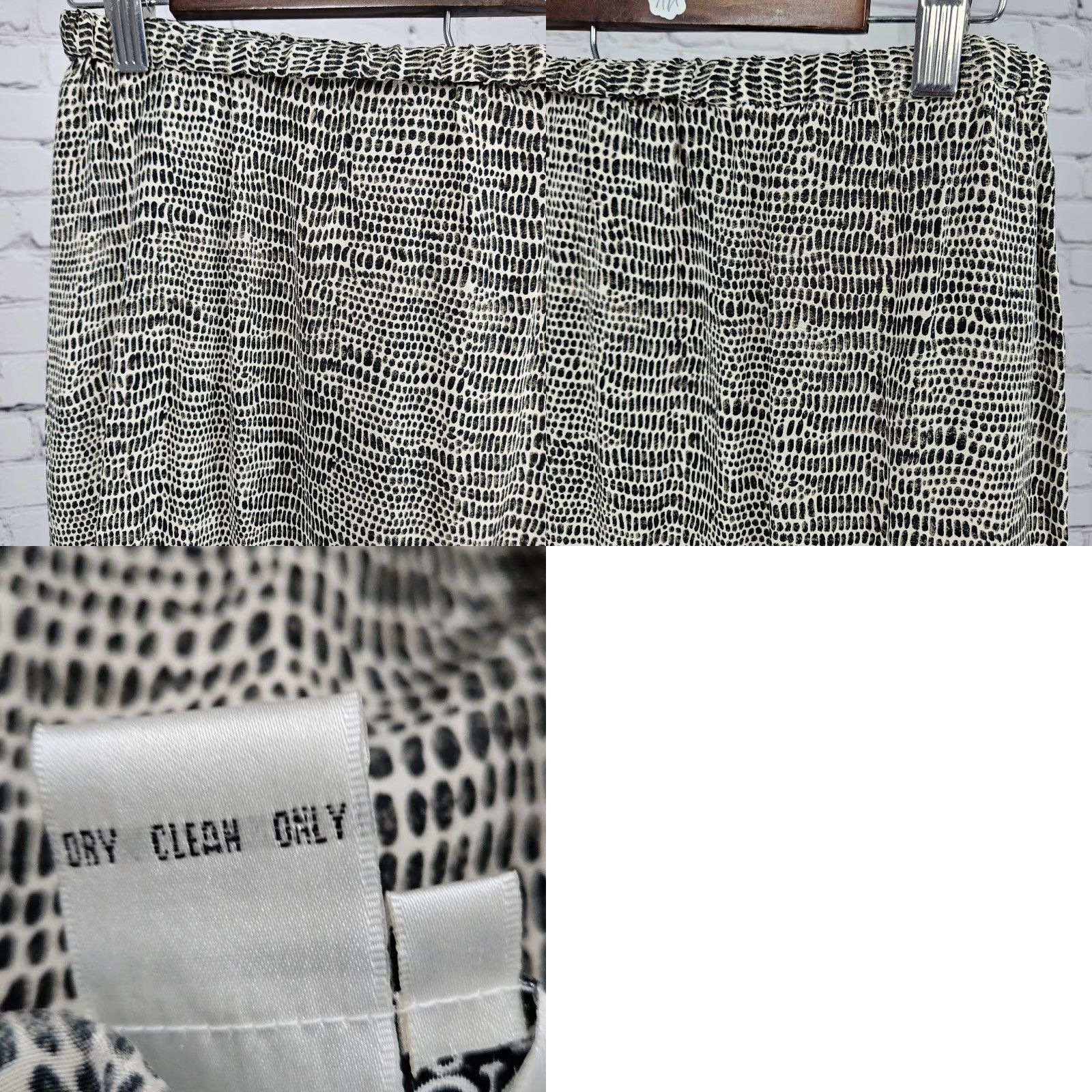 Vintage Allison Taylor Skirt Women 100% Silk Midi Beige Brown Animal Print Slit Drawstring Elastic Waist Small S Bohemian 90s Spring Summer Fall Size 28" / US 6 / IT 42 - 9 Thumbnail