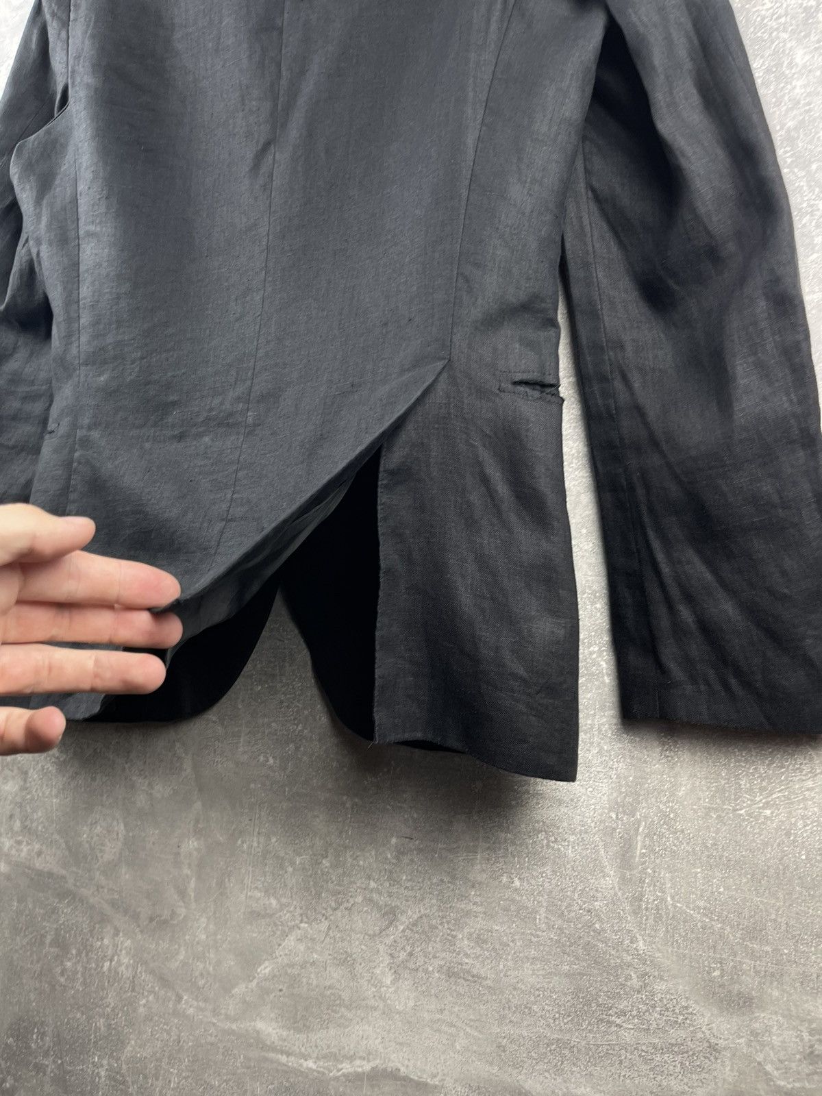 20471120 × Messagerie Messagerie Patrizo Piscaglia Opium Distressed Linen Blazer Size 48L - 13 Thumbnail