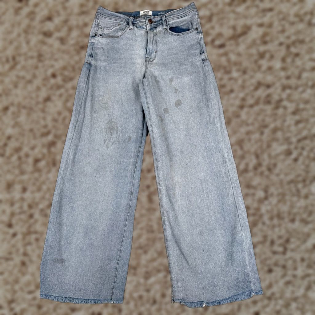 Vintage Kensie Girl Wide Leg Jeans Womens 8 Blue Denim Mid Rise Distressed 28x30 90s Size 30" / US 8 / IT 44 - 1 Thumbnail
