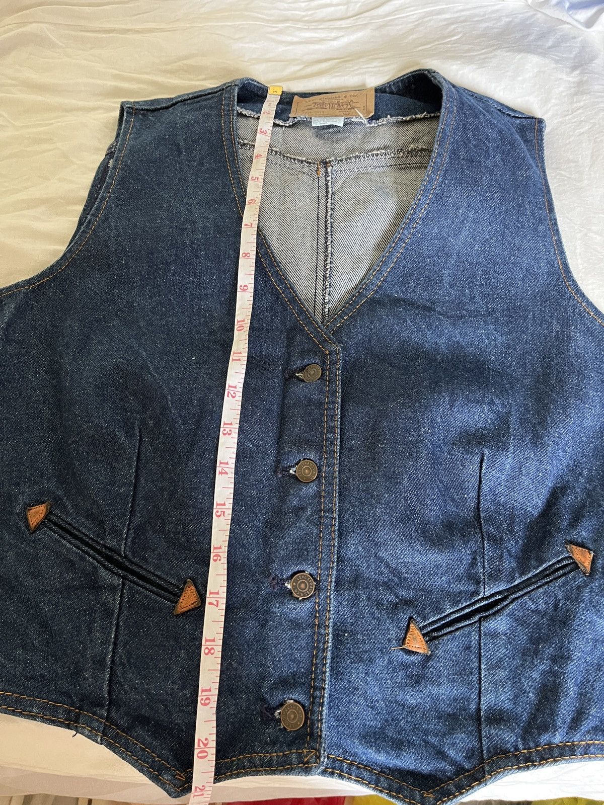 Levi's Vintage 1970s Levis Smile Pocket Leather Trim Vest Size L / US 10 / IT 46 - 13 Thumbnail