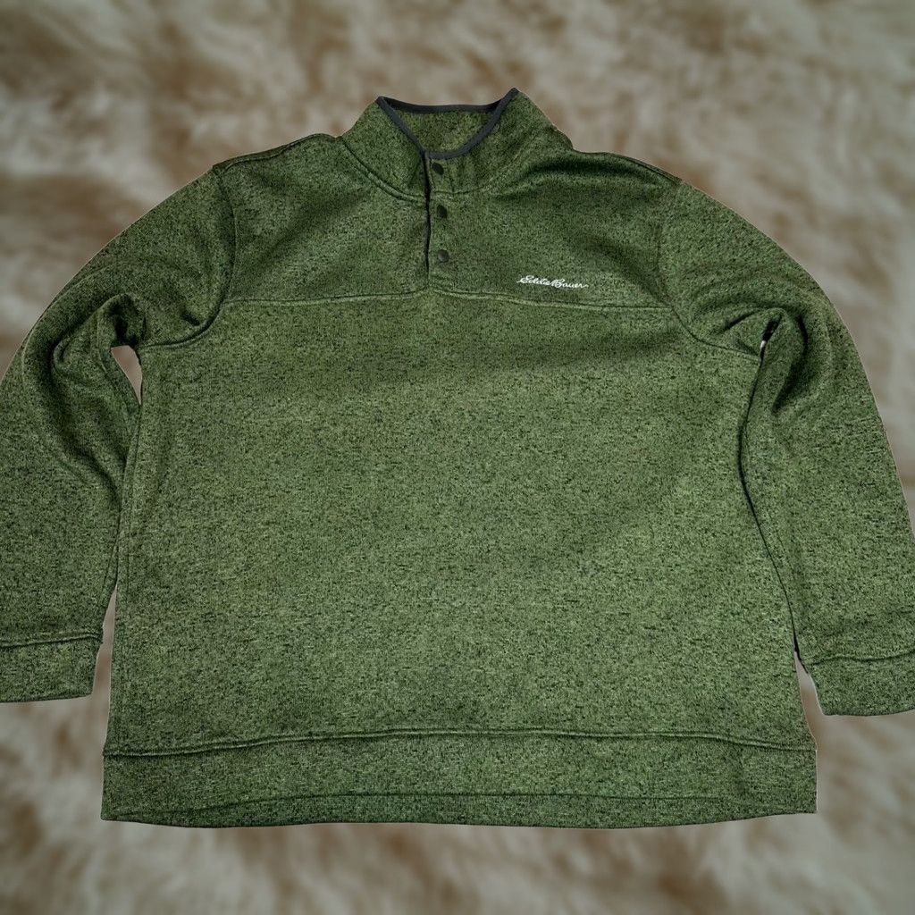 Eddie Bauer Eddie Bauer Mens Radiator Fleece 1/4 Snap Pullover 2XL Green Mock Neck Long Slv Size US XXL / EU 58 / 5 - 1 Thumbnail