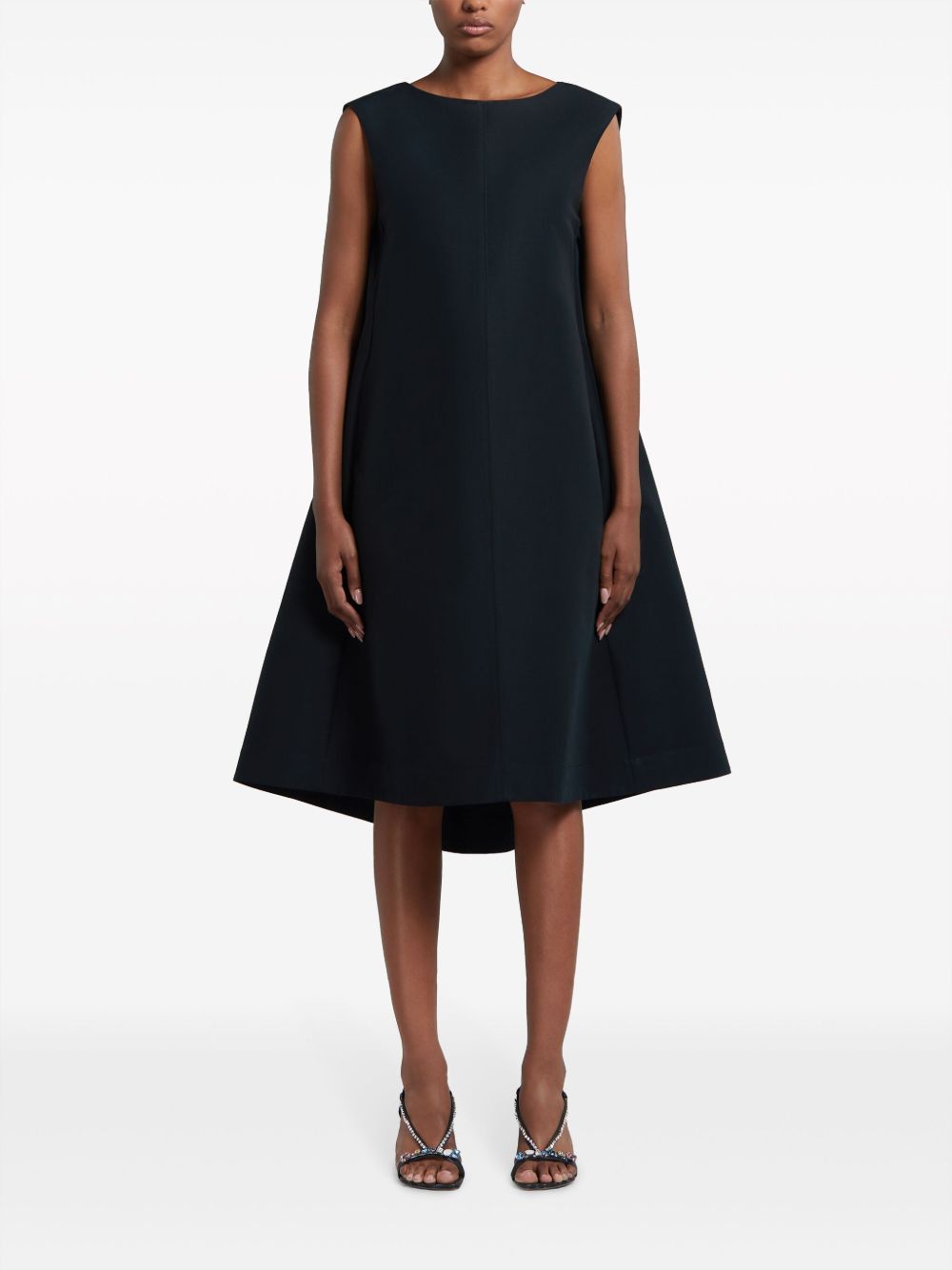 Marni o1w1db10125 Flared Cotton Midi Dress in Black Size S / US 4 / IT 40 - 2 Thumbnail