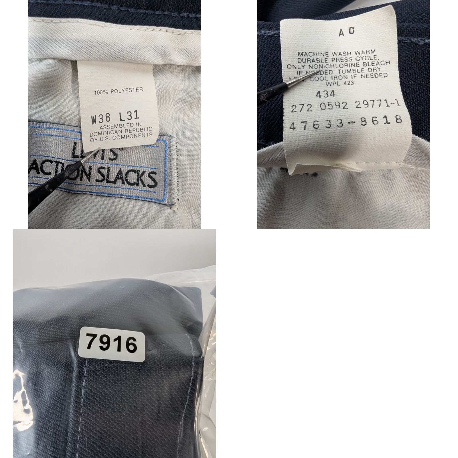 Levi's VINTAGE Levi's Action Slacks Pants Mens 38x31 Navy Polyester Dress 90s Trousers Size US 38 / EU 54 - 9 Thumbnail