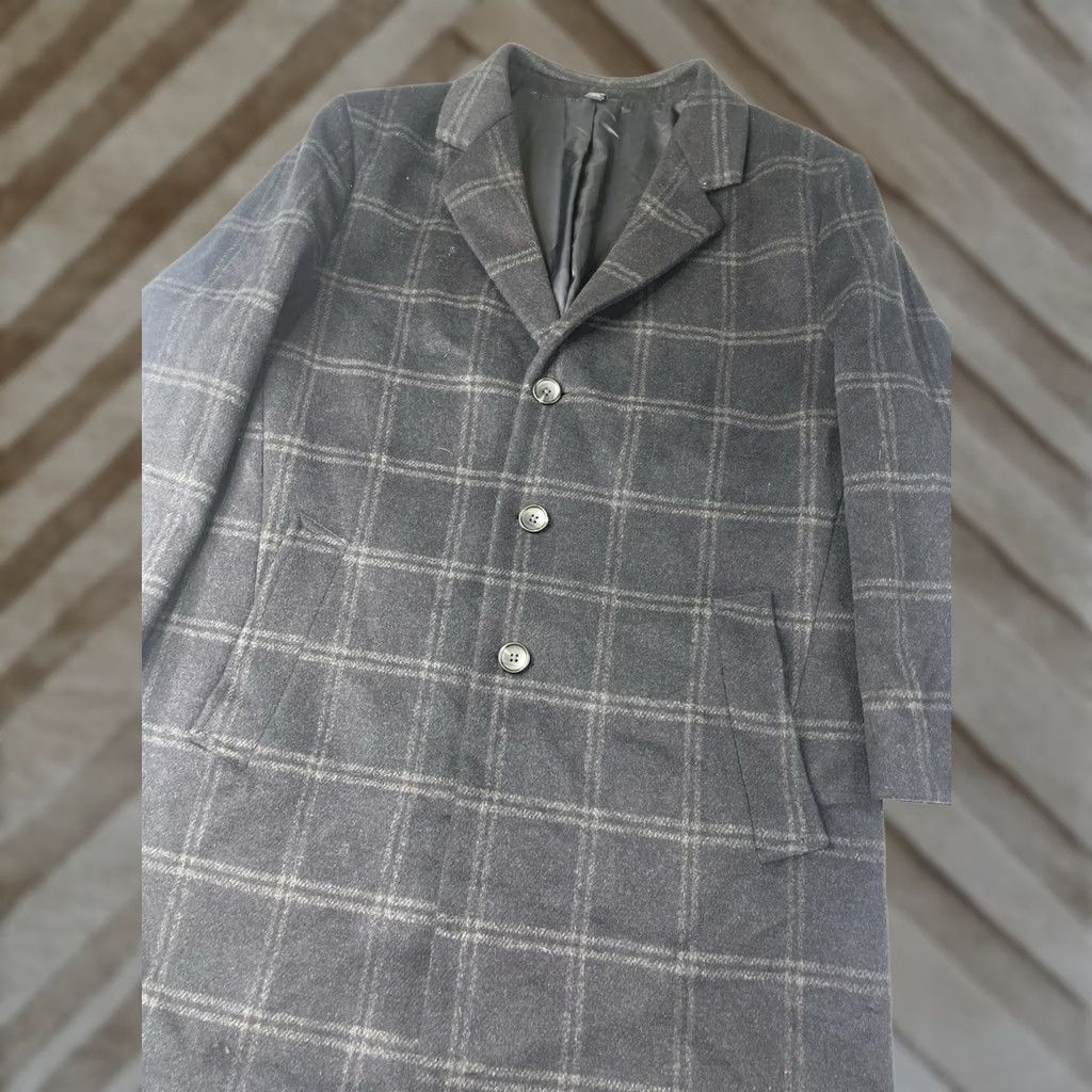 Jos. A. Bank Jos. A. Bank Overcoat Jacket Mens 44R Wool Blend Charcoal Gray Check Button Long Tailored Fit Size US S / EU 44-46 / 1 - 1 Thumbnail