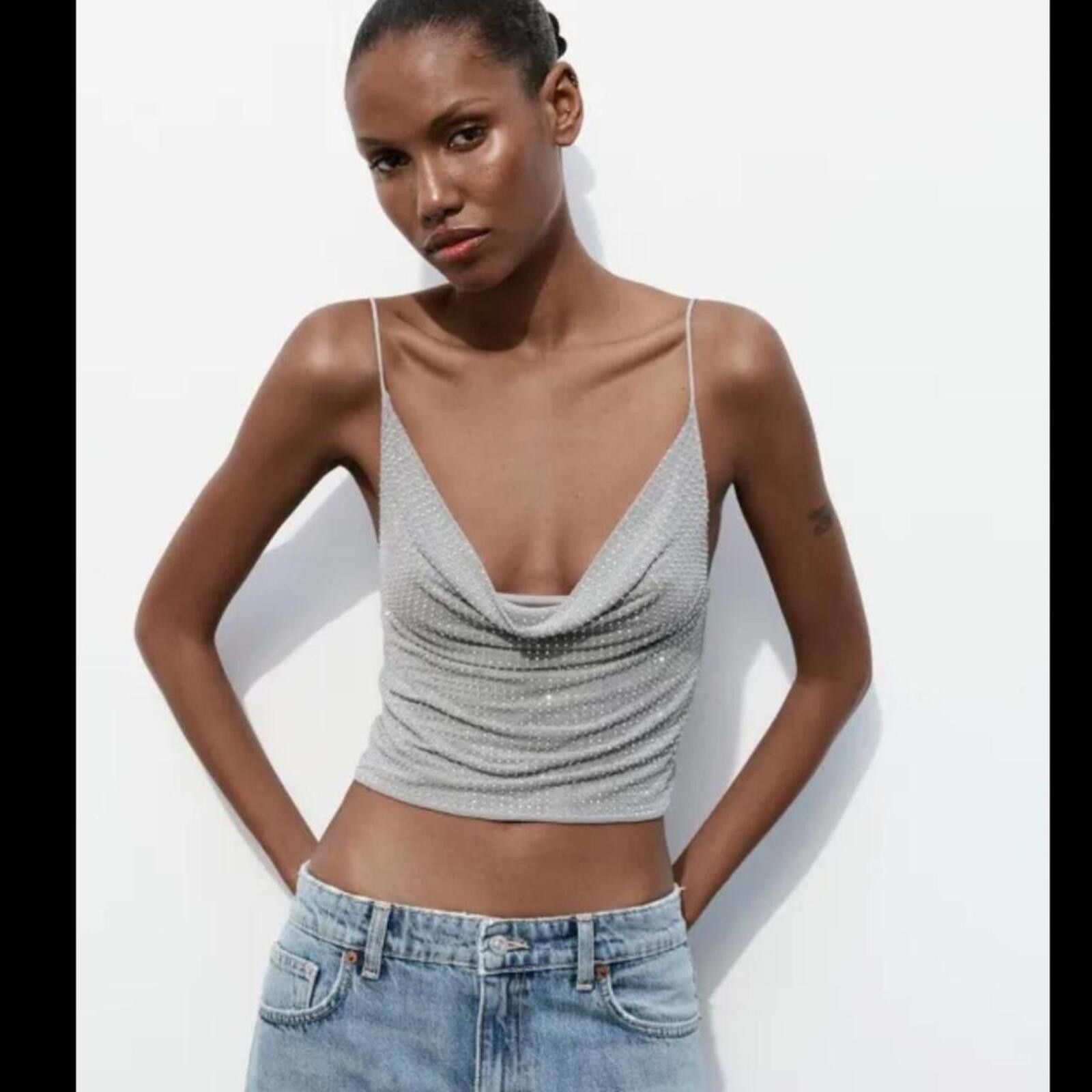 Zara Zara - [ ] Rhinestone Tulle Top Size S / US 4 / IT 40 - 2 Thumbnail