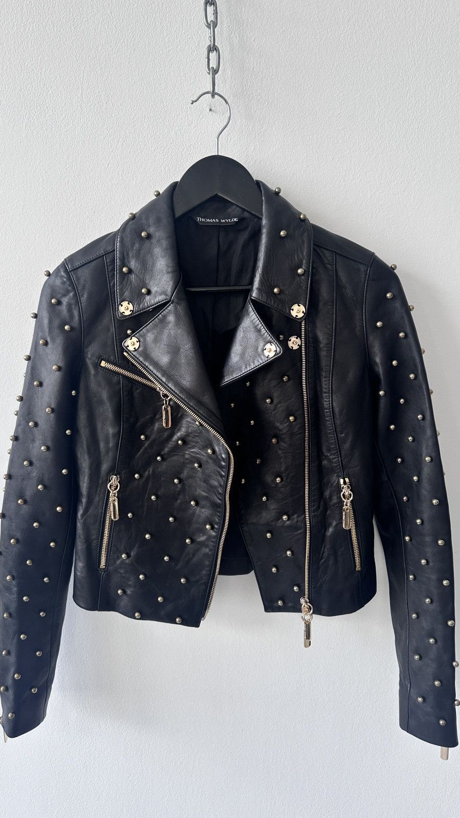Thomas Wylde Thomas Wylde Studded Leather Biker Jacket Black Lambskin Size XS / US 0-2 / IT 36-38 - 3 Thumbnail