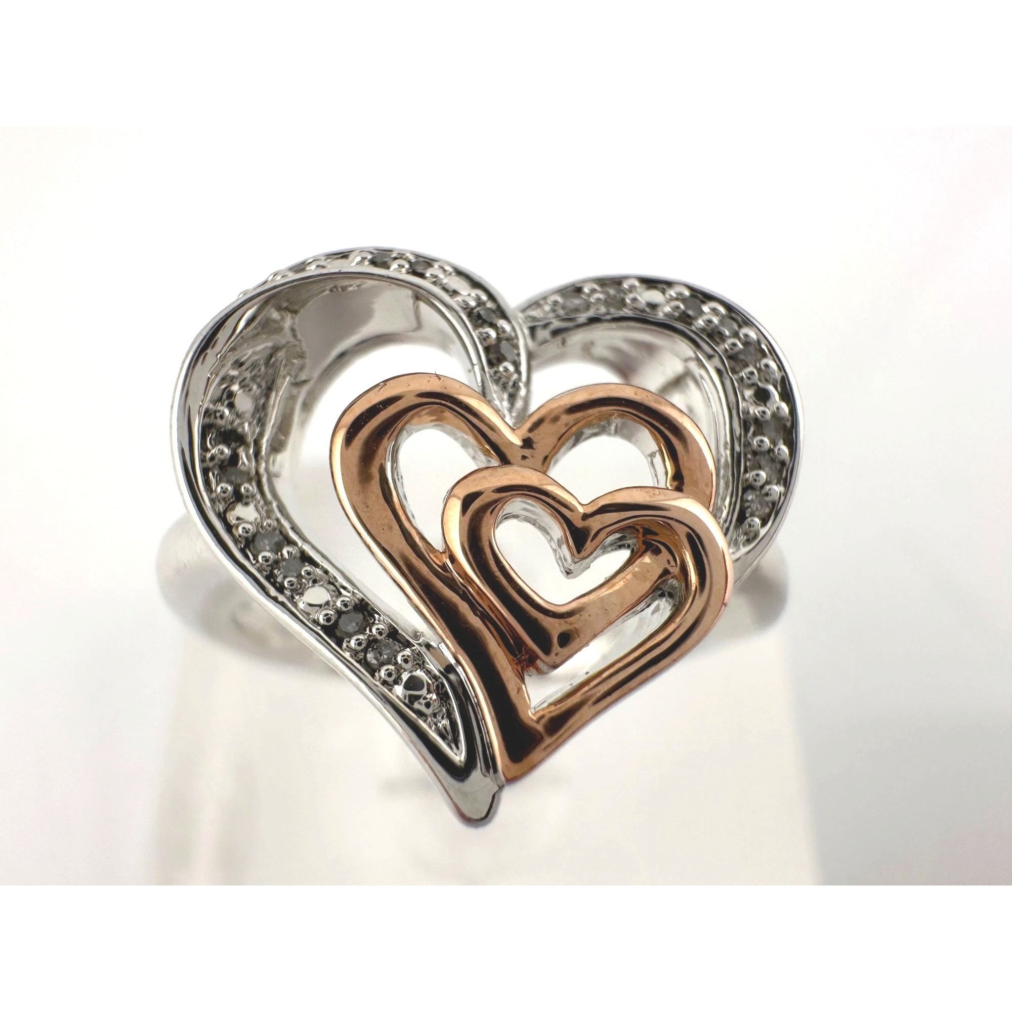 Other Natural Diamond Triple Heart Ring - Two Tone - Size 7.25 Size ONE SIZE - 1 Thumbnail