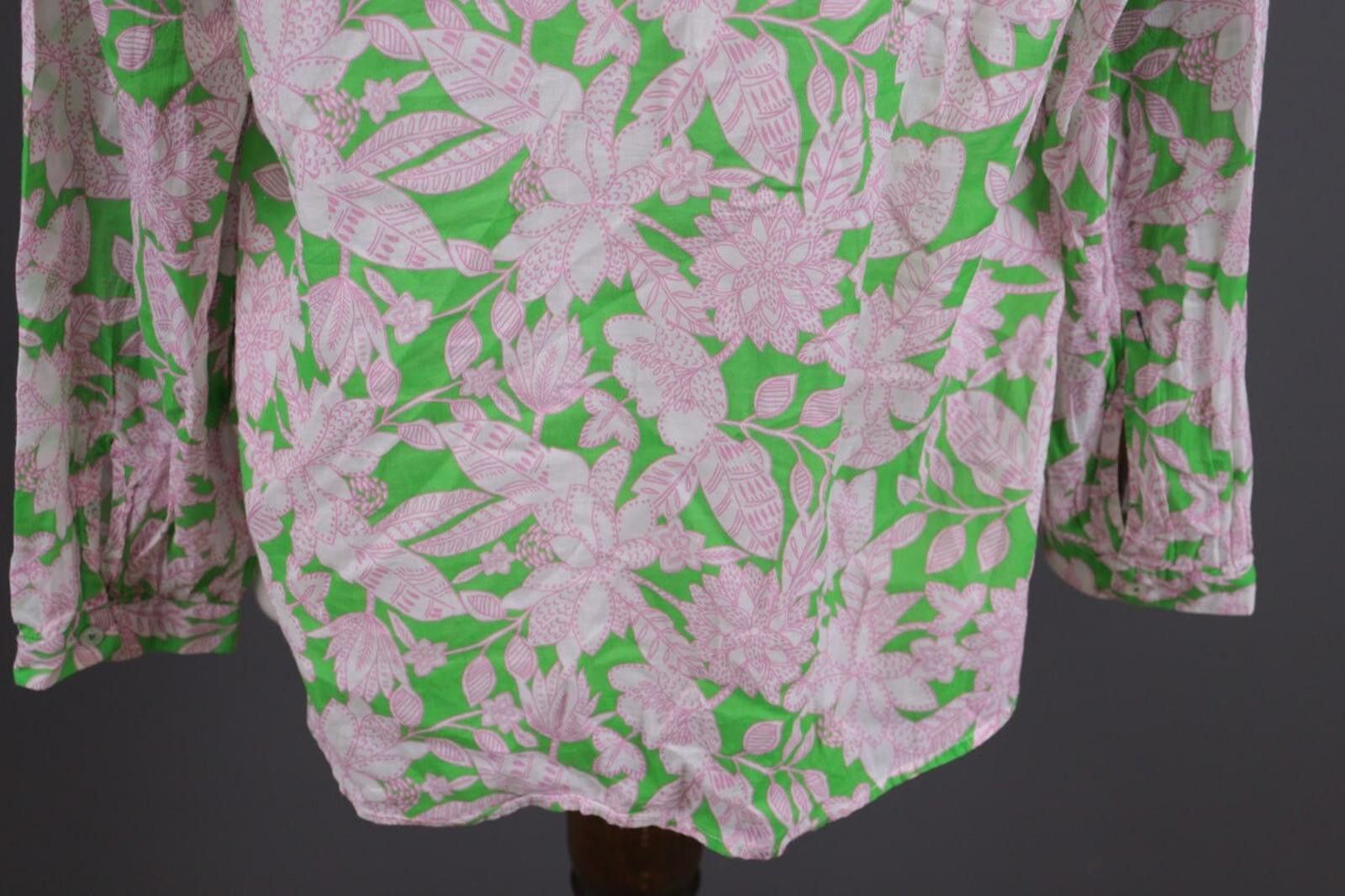 Designer Emily Van Den Bergh Green Floral V-Neck Blouse Shirt Size 42 Size M / US 6-8 / IT 42-44 - 11 Thumbnail