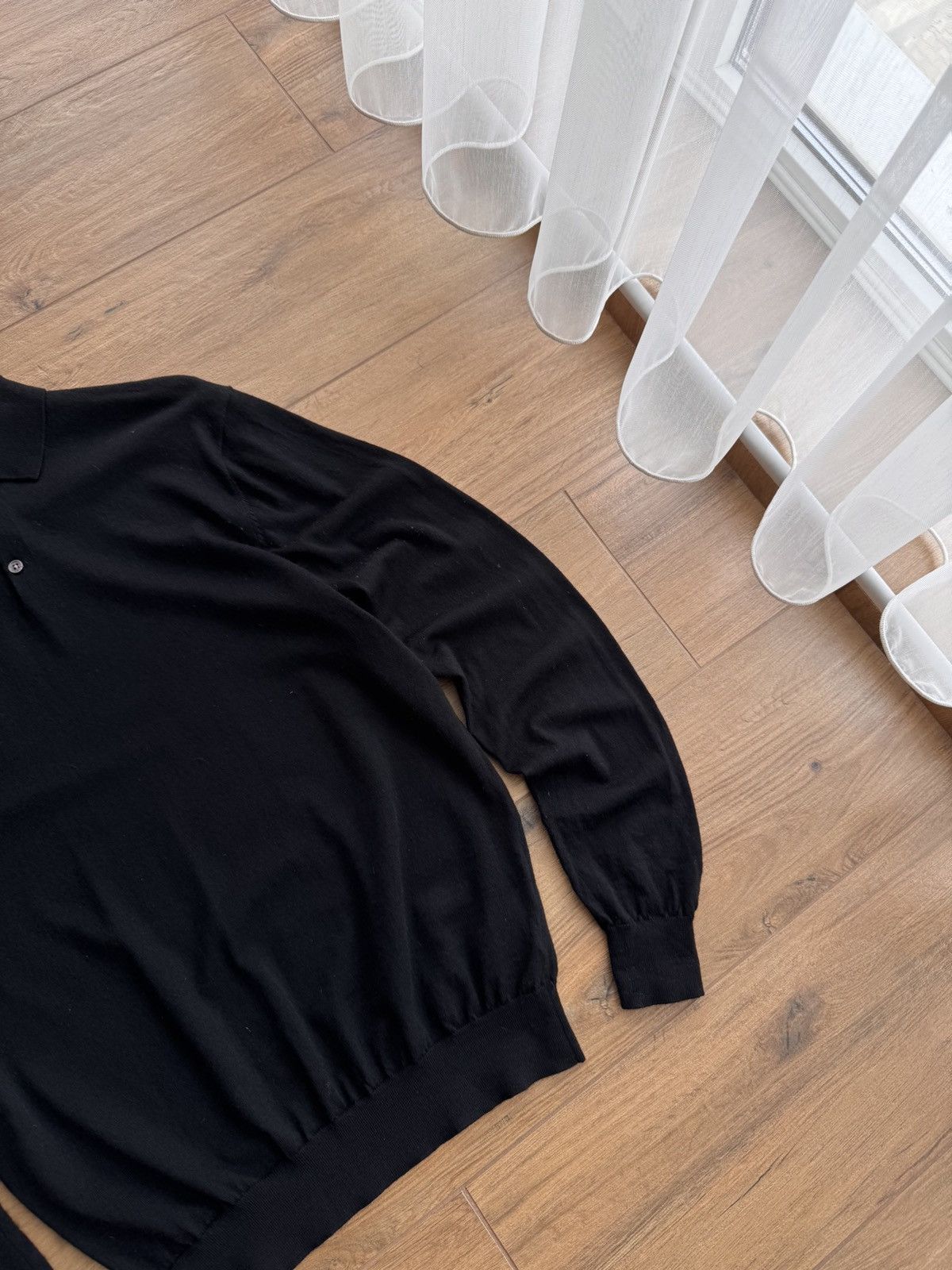 Suitsupply × Vintage Vintage Suitsupply Black Merino Wool 1/4 Button Sweater Size US XL / EU 56 / 4 - 4 Thumbnail