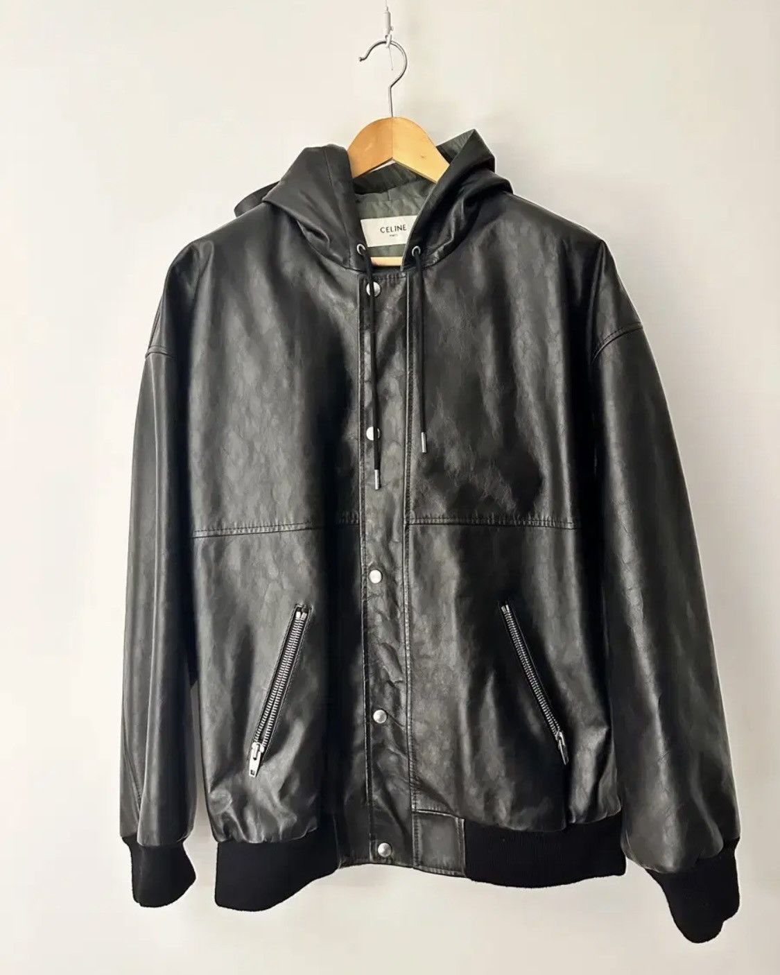 Celine Celine Hoodie Leather Jacket Size US M / EU 48-50 / 2 - 2 Thumbnail