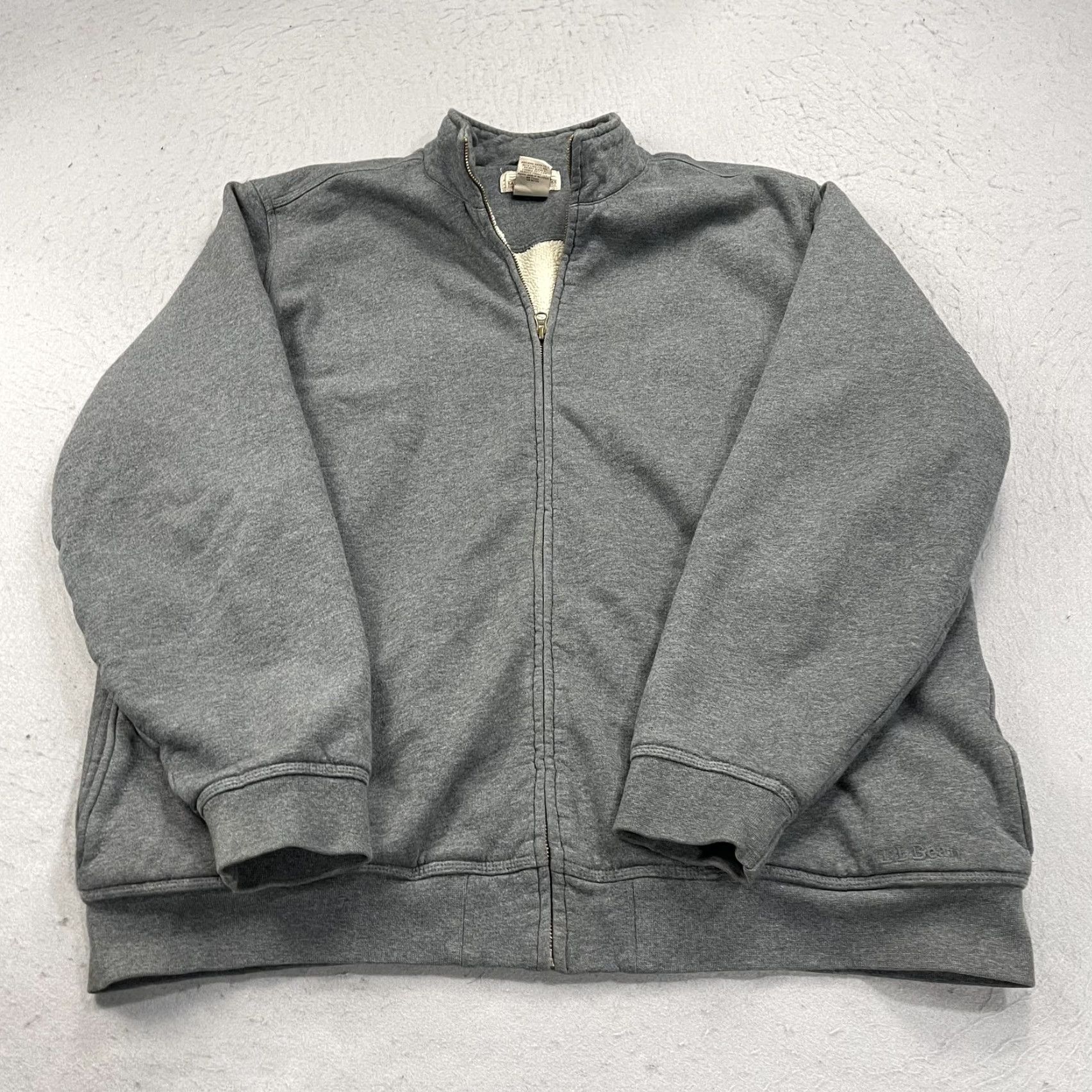 Vintage L.L. Bean Sweatshirt Mens XLT Gray Katahdin Iron Works Full Zip Sherpa Lined Mock Neck Size US XL / EU 56 / 4 - 2 Thumbnail