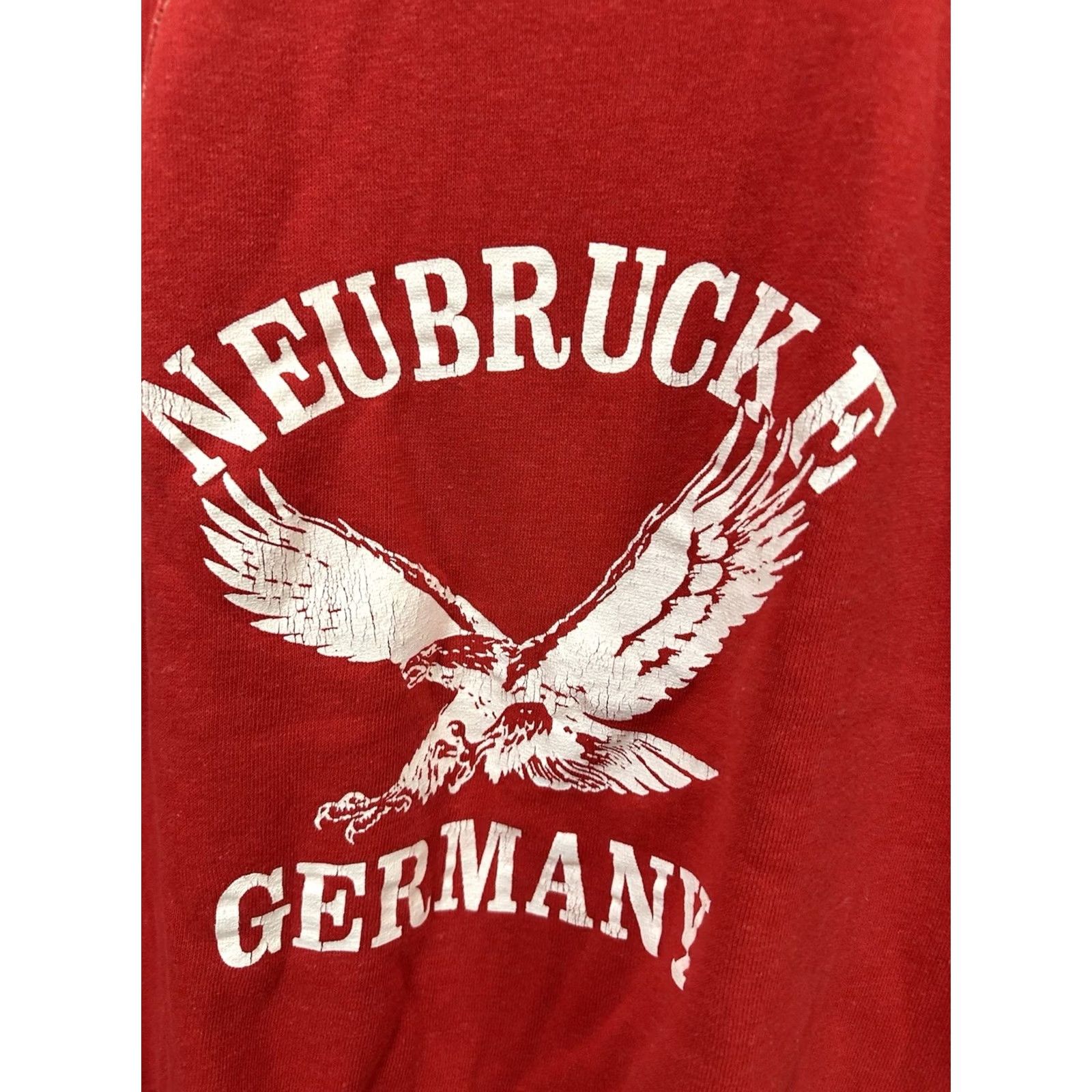 Vintage VTG 70s Neubrucke Germany Eagle Bundeswappen Raglan Soft Worn Sweatshirt XL Red Mens Pullover Fade Raglan Vintage Sweatshirt Size US XL / EU 56 / 4 - 3 Thumbnail