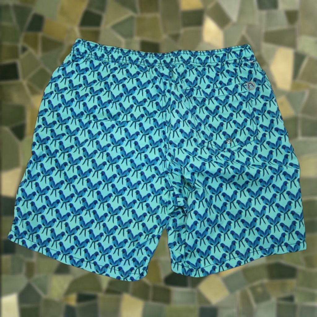 Swims Mr. Swim 100% Nylon Parakeet Bird Blue Lined Board Shorts Men Medium Beach Swim Bottom Size US 31 - 1 Thumbnail