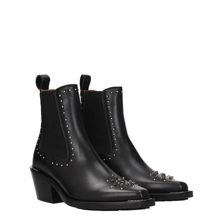 Chloe ob1o1e1024 Leather Ankle Boots in Black Size US 7 / IT 37 - 2 Thumbnail