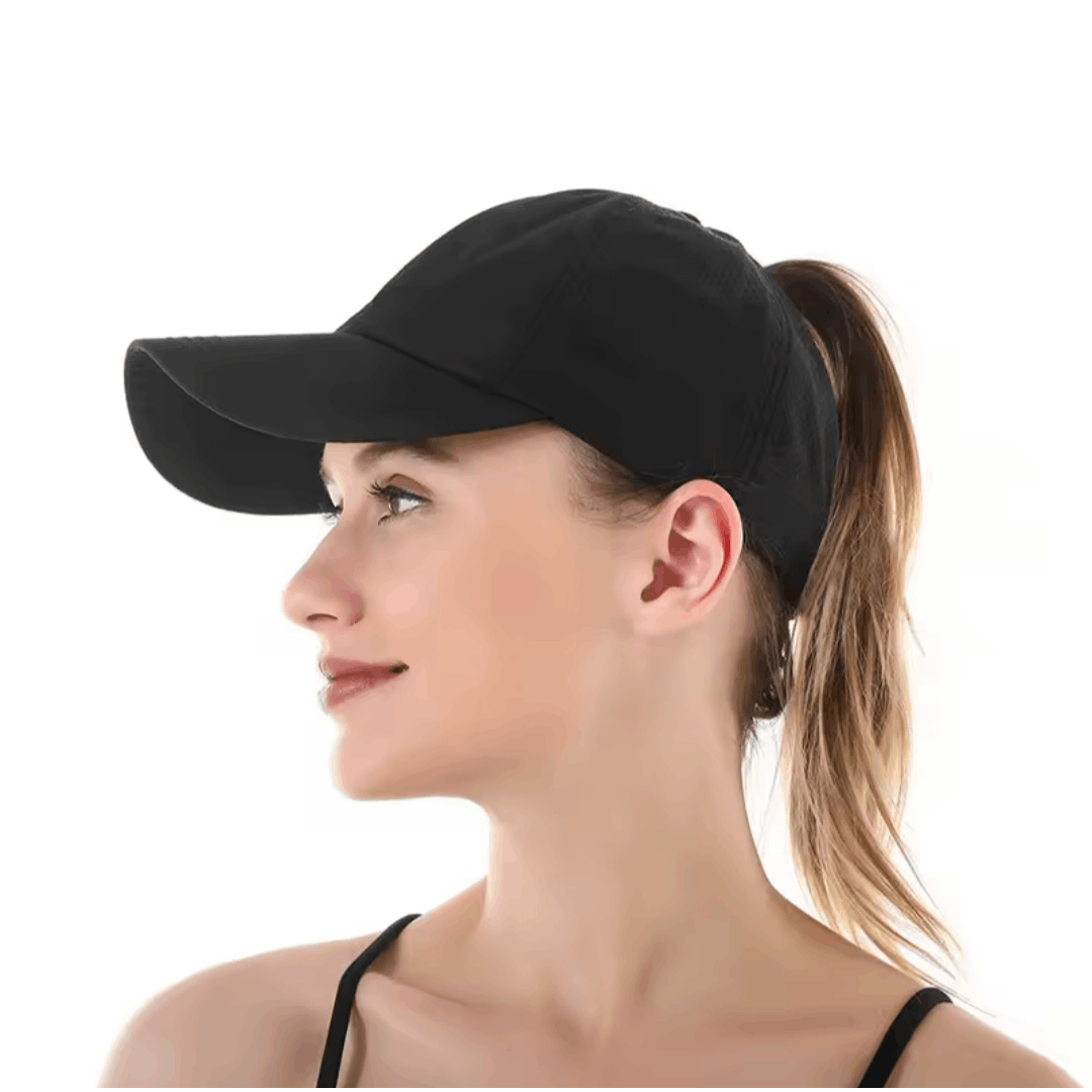 Japanese Brand Sport Cap Cross Ponytail Hat, Black, NEW Size ONE SIZE - 4 Thumbnail
