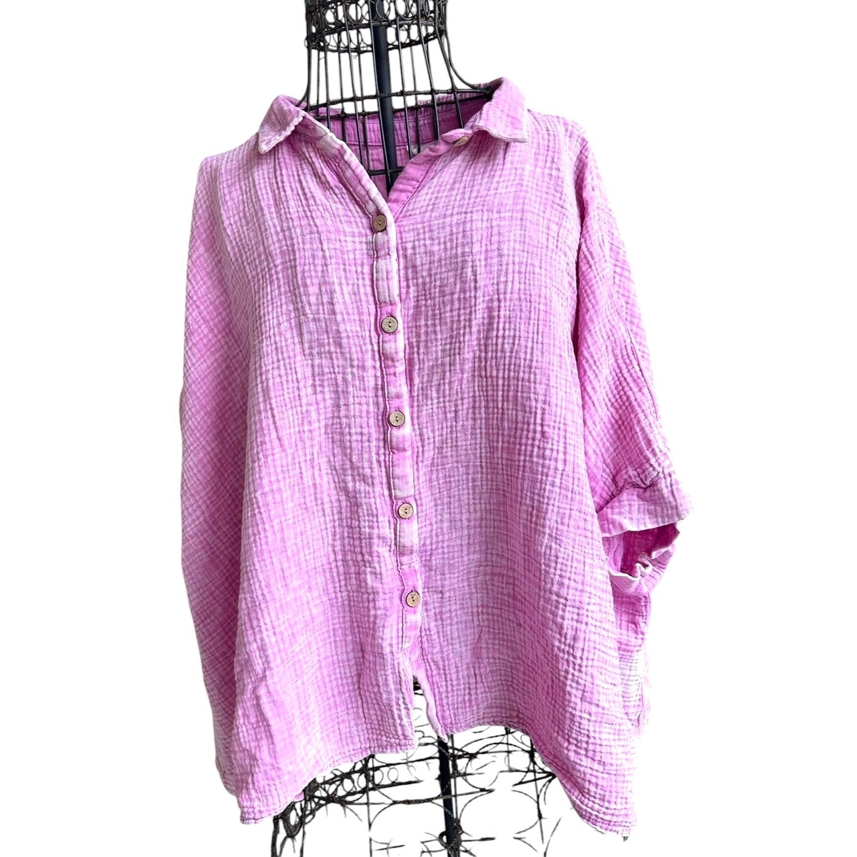 Other Zanana Hi Low Gauge Shirt Sz L XL Lilac Pink Distressed Butt Size XL / US 12-14 / IT 48-50 - 1 Thumbnail