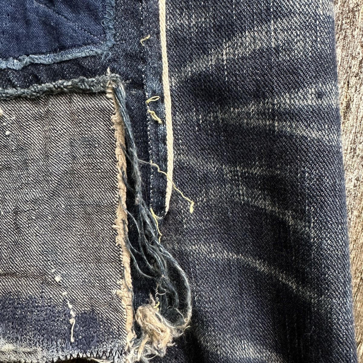 Kapital Selvedge Buckle Back Crash Boro Denim Shorts jort 5 pockets Size US 36 / EU 52 - 9 Thumbnail