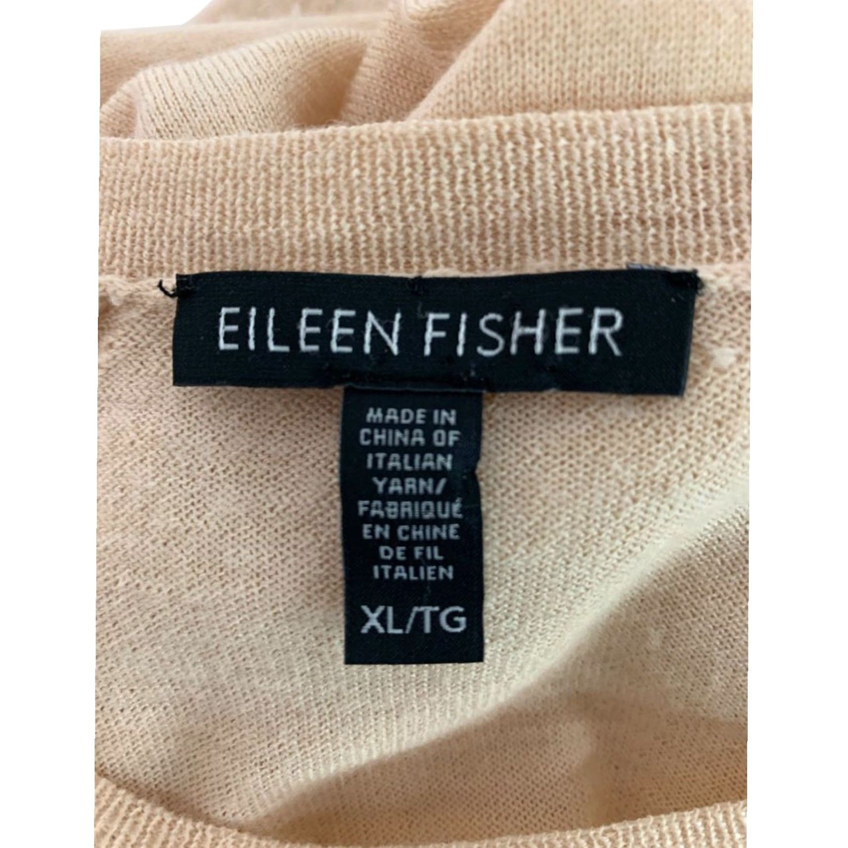 Eileen Fisher Womens Sweater Italian Yarn Beige Lightweight XL