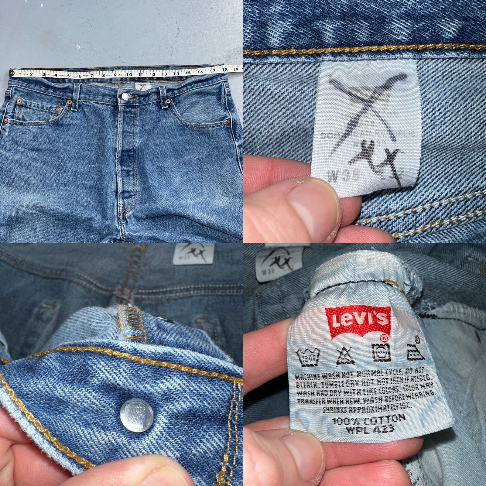Levi's VINTAGE Levi's 501 Jeans Straight 38x32 Men Blue Denim 90s 501 Series Comfort Regular Straight Leg 5-Pocket Jeans Mens Size US 38 / EU 54 - 8 Thumbnail