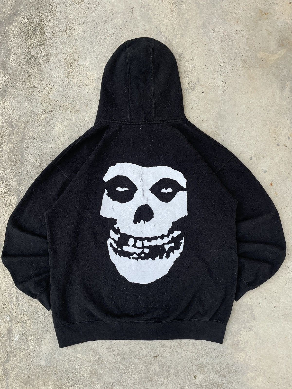 Misfits Band Punk Rock Big Skull Washed Pullover Hoodie