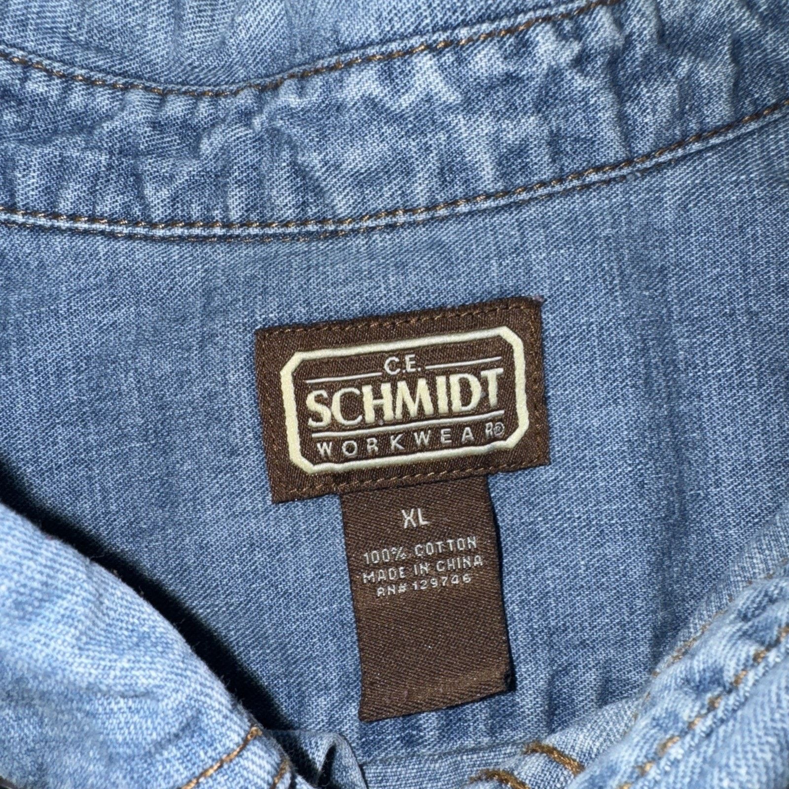 Vintage Schmidt Workwear Denim Shop Shirt Blue XL 24x29 Size US XL / EU 56 / 4 - 5 Thumbnail