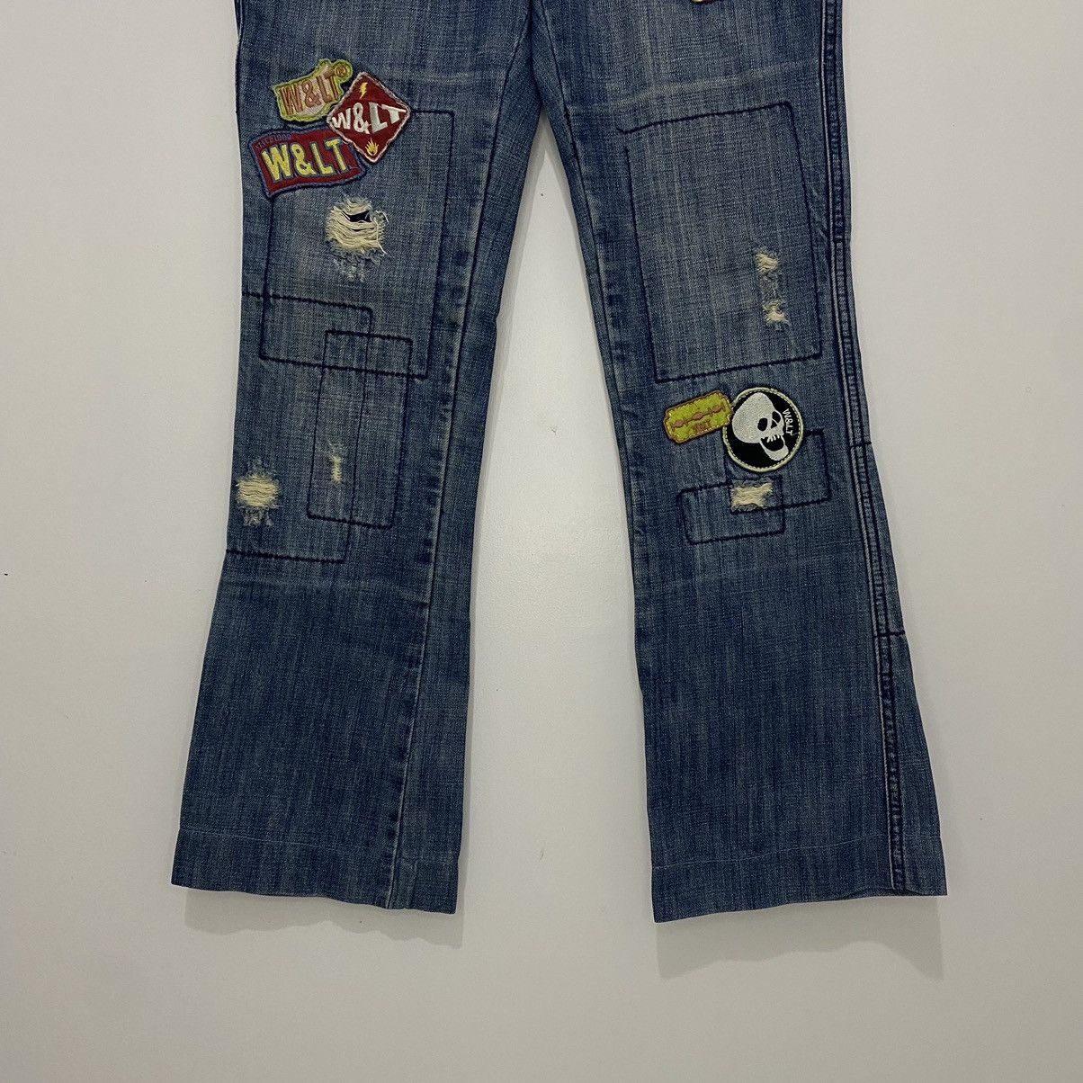 W&LT Walter Van Beirendonck Patchwork Flared Denim Jeans Size 26" / US 2 / IT 38 - 3 Thumbnail